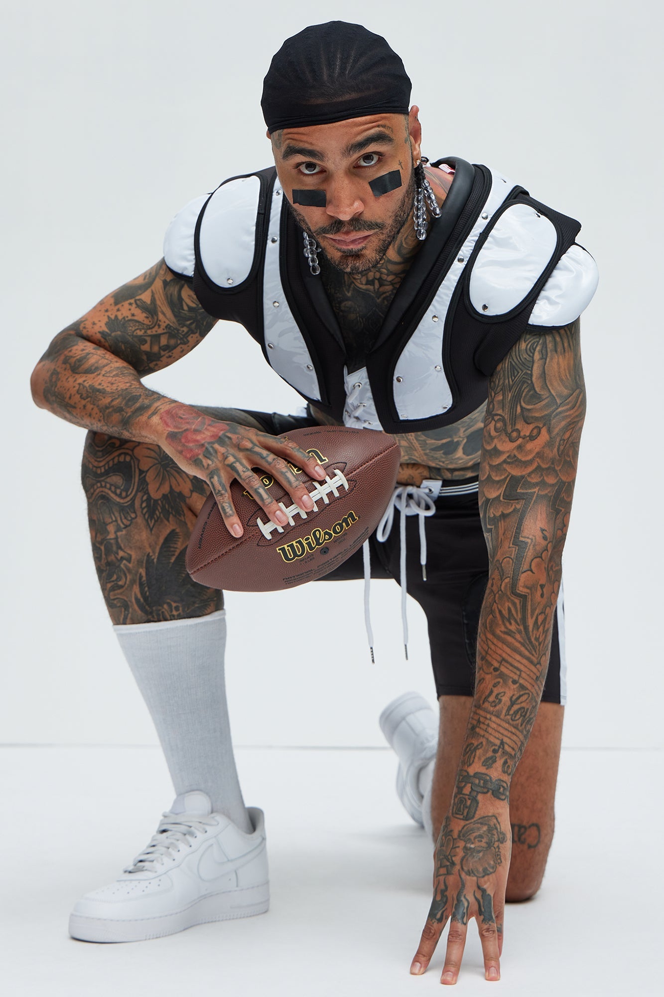 Touchdown Football Player Costume - Black/White