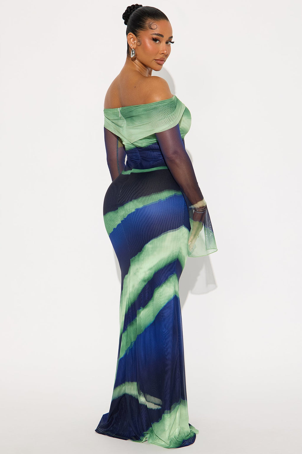 Sway In The Sun Draped Maxi Dress - Navy/combo