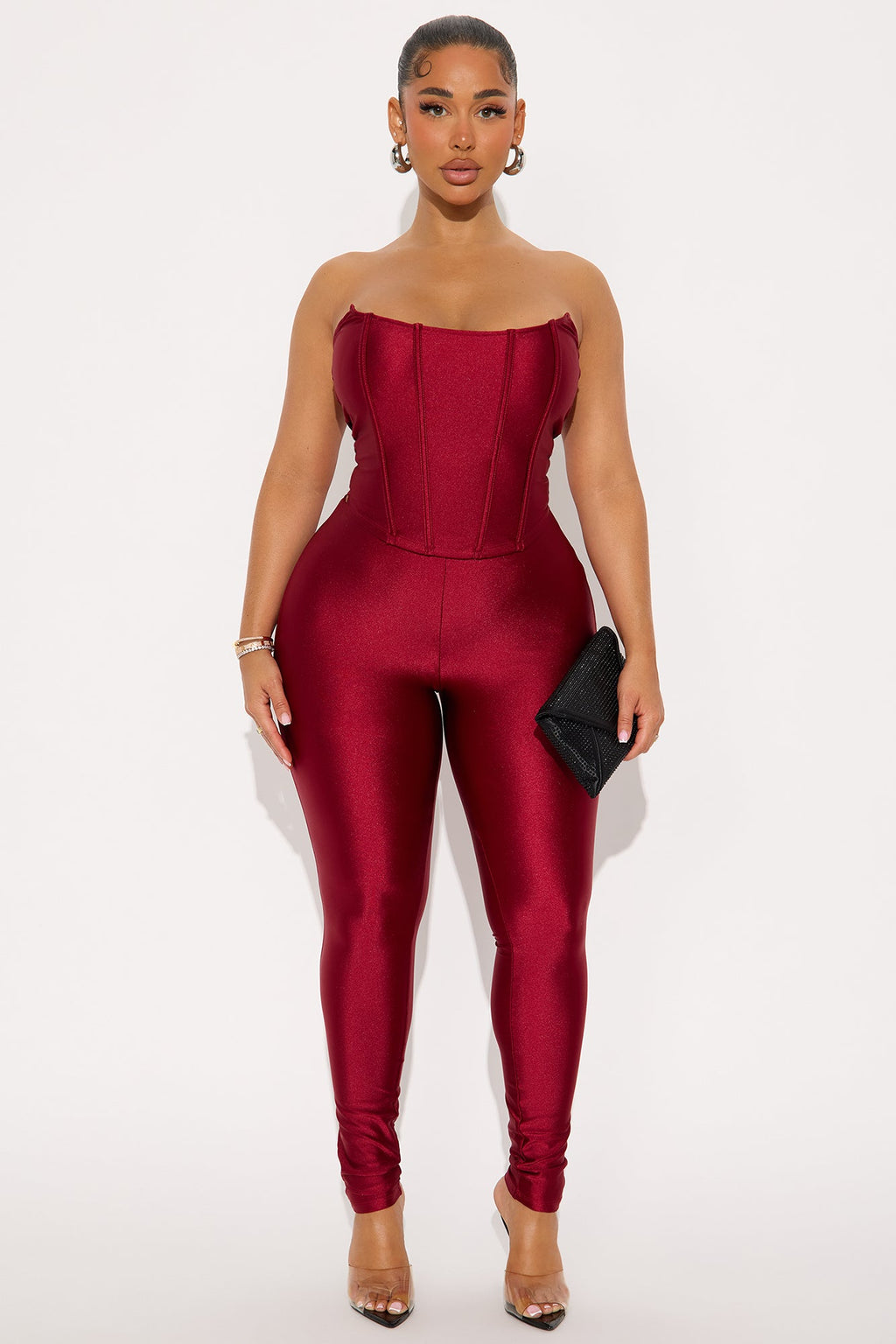 Sculpted Muse Corset Pant Set - Burgundy 