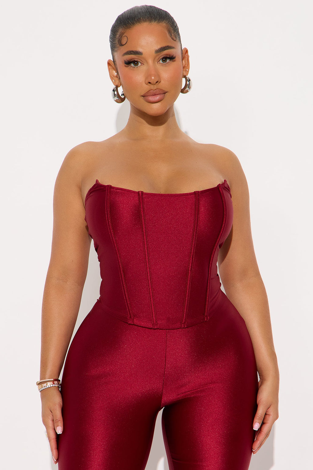 Sculpted Muse Corset Pant Set - Burgundy 