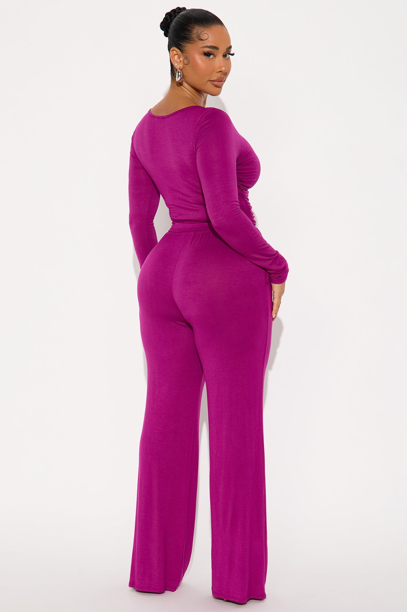 Met By Chance Ruched Pant Set - Magenta 