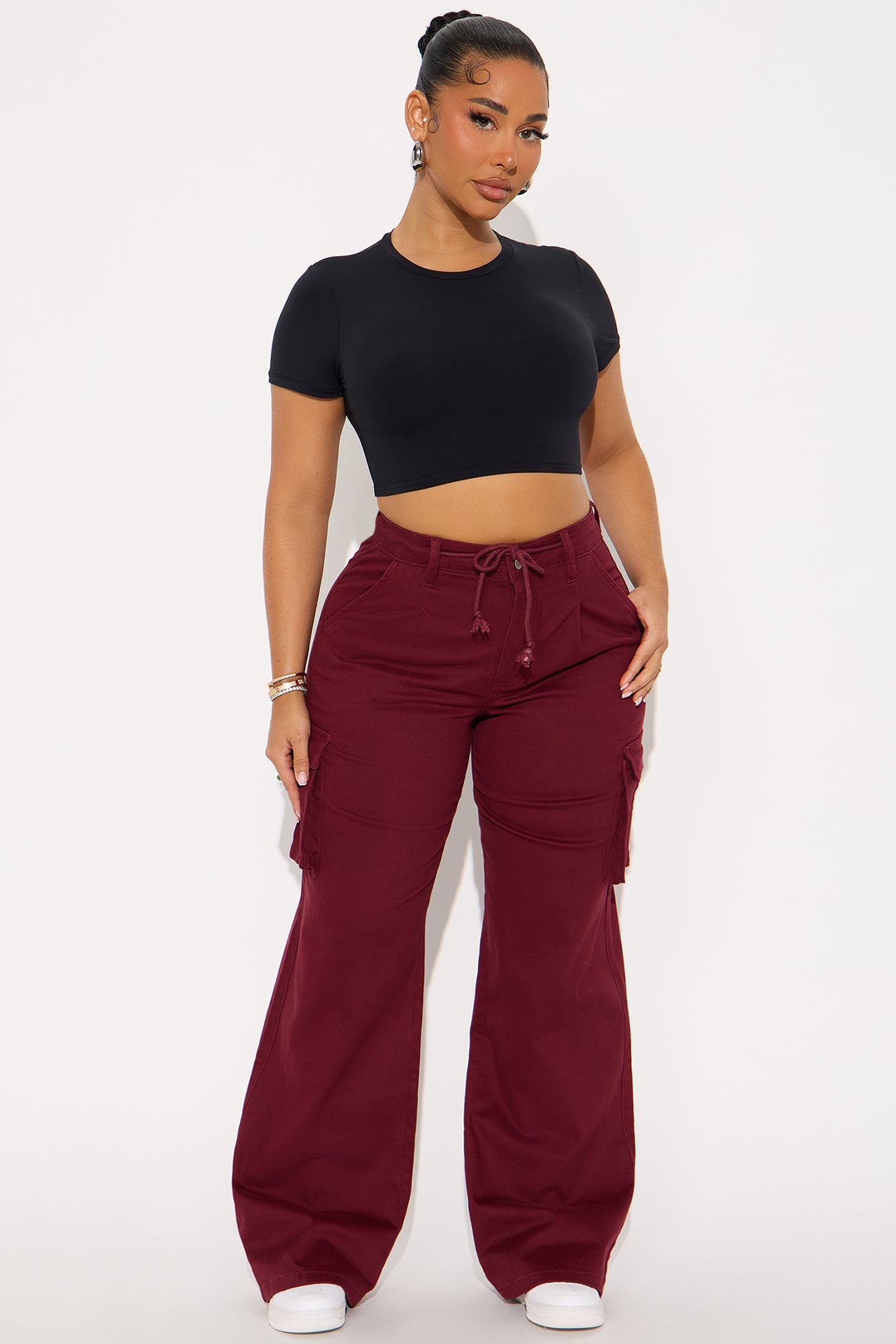 Out For The Day Cargo Pant - Burgundy