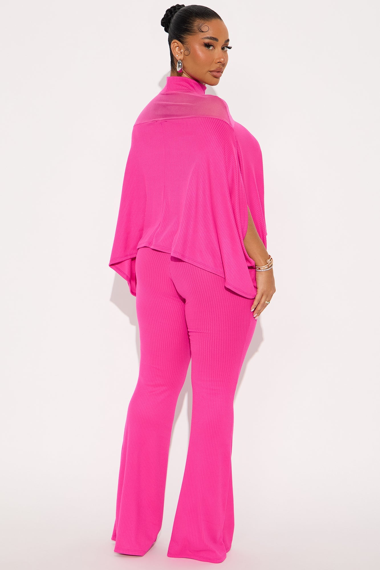 Alice Mock Neck Pant Set - Hot Pink