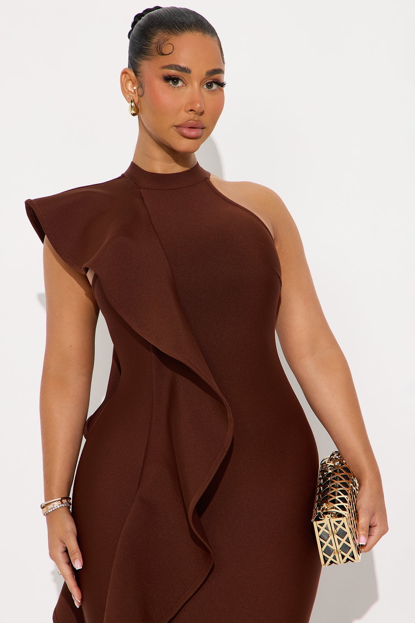 Raylin Bandage Midi Dress - Brown