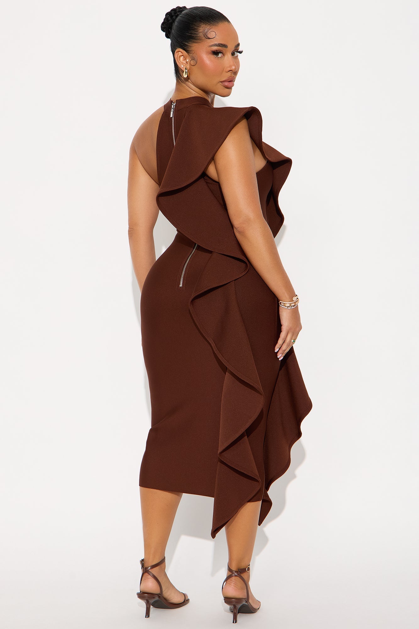 Raylin Bandage Midi Dress - Brown