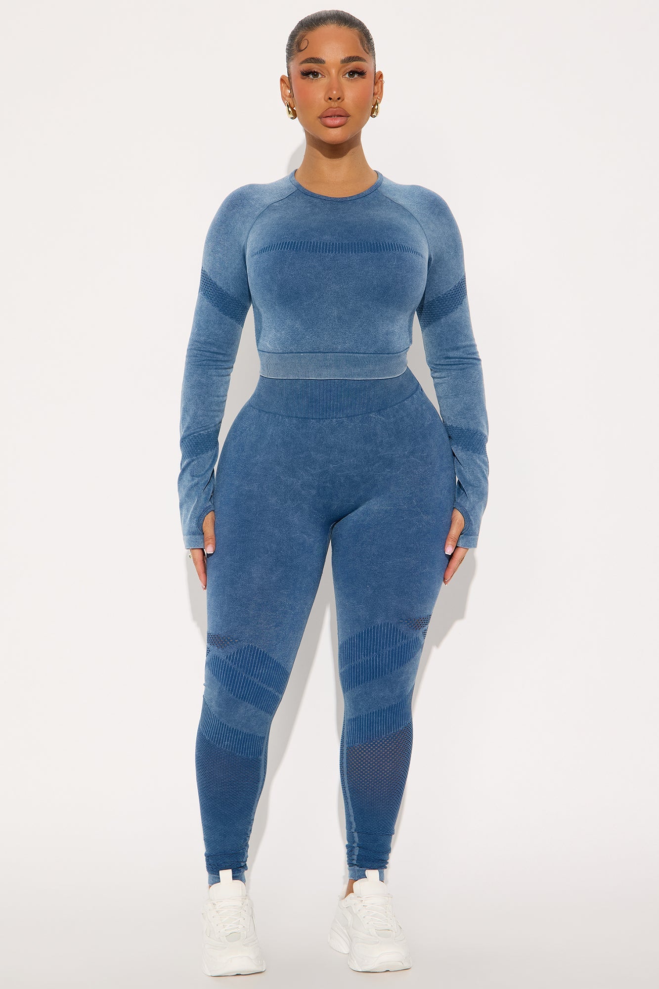 Carly Washed Seamless Pant Set - Blue