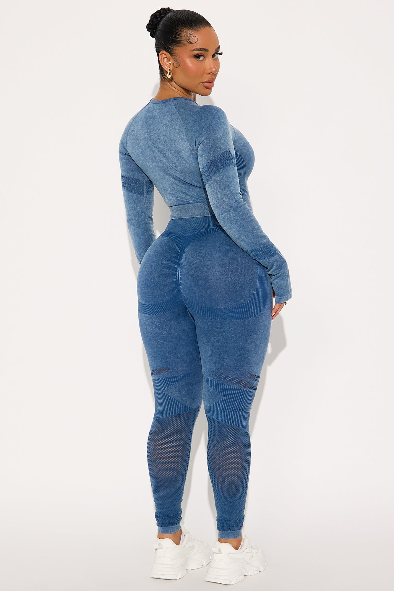 Carly Washed Seamless Pant Set - Blue