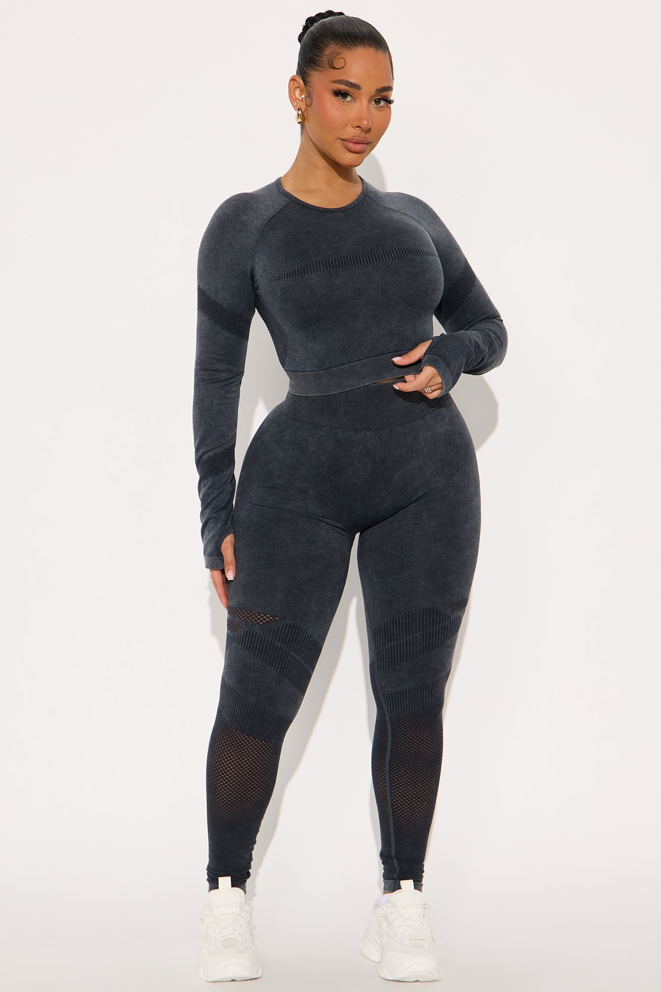 Carly Washed Seamless Pant Set - Black