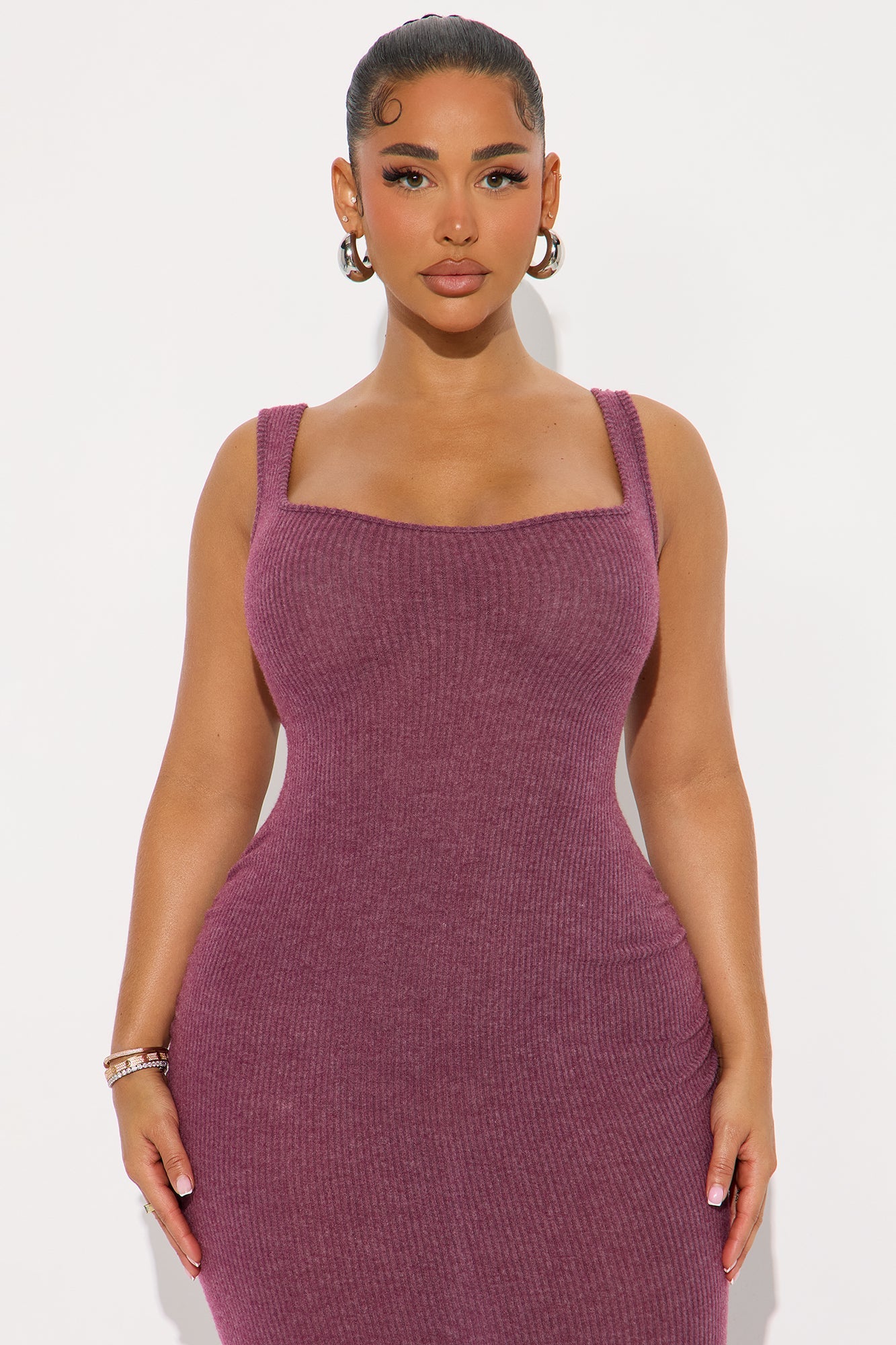 Azusa 2 Piece Zip Up Maxi Dress Set - Plum