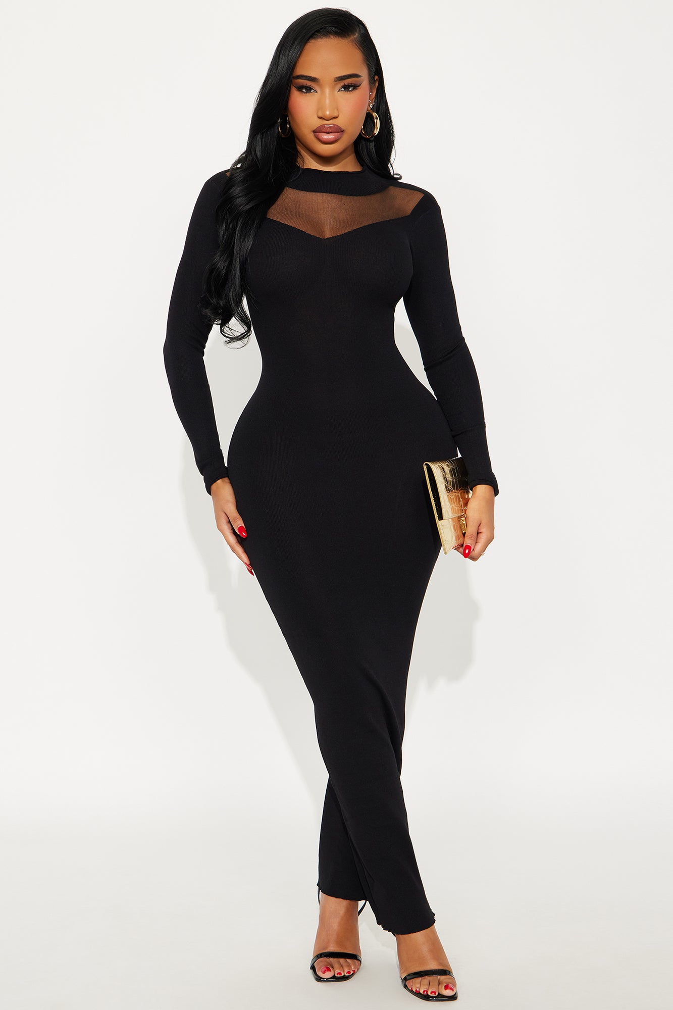 Sweet Haze Sweater Maxi Dress - Black