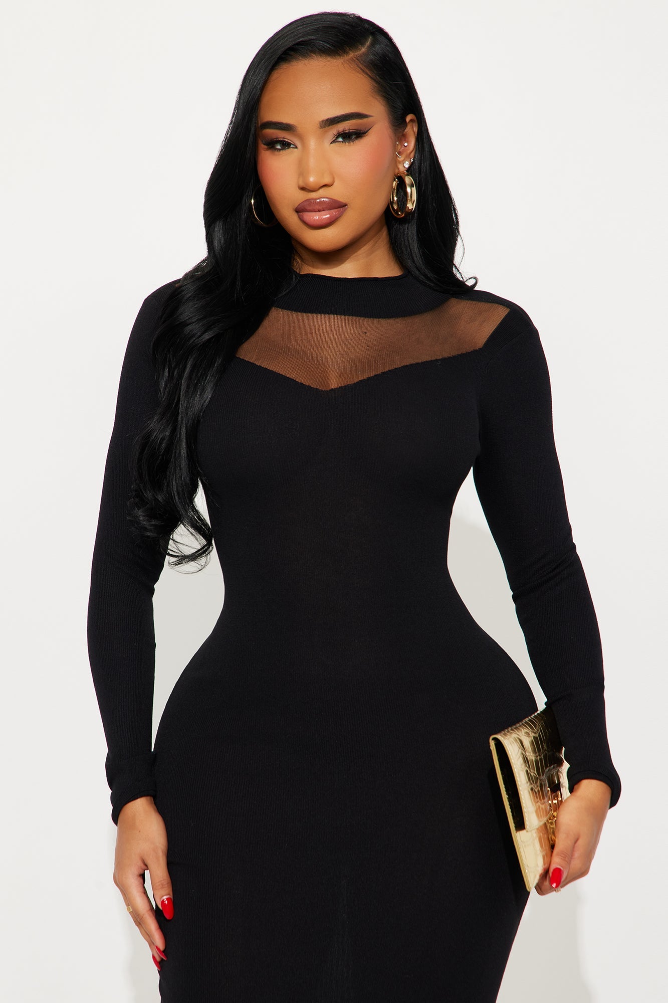 Sweet Haze Sweater Maxi Dress - Black