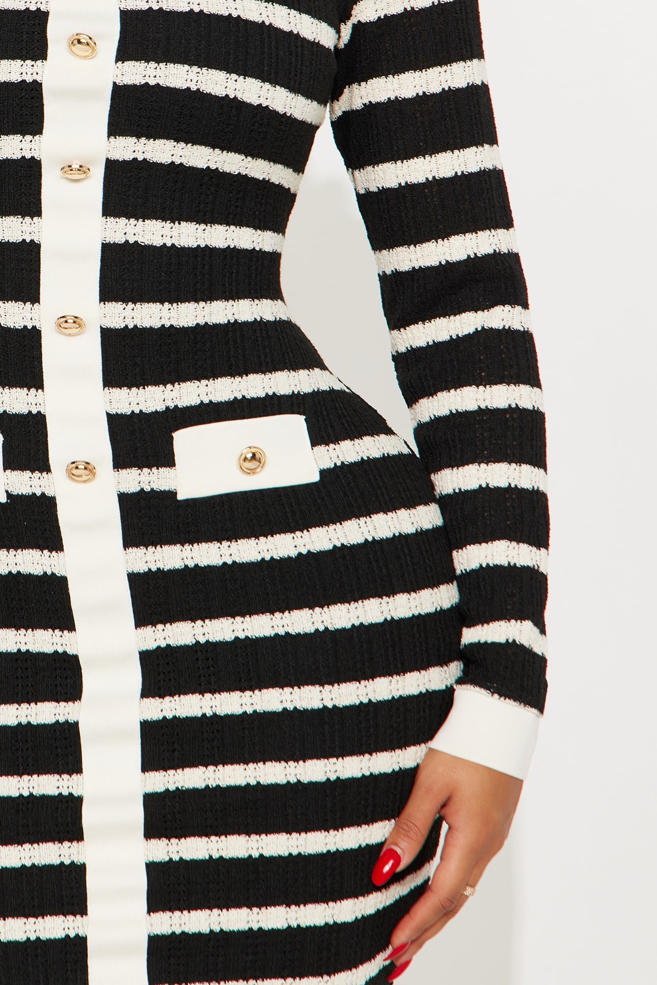 Trending Topic Long Sleeve Crochet Midi Dress - Black/combo