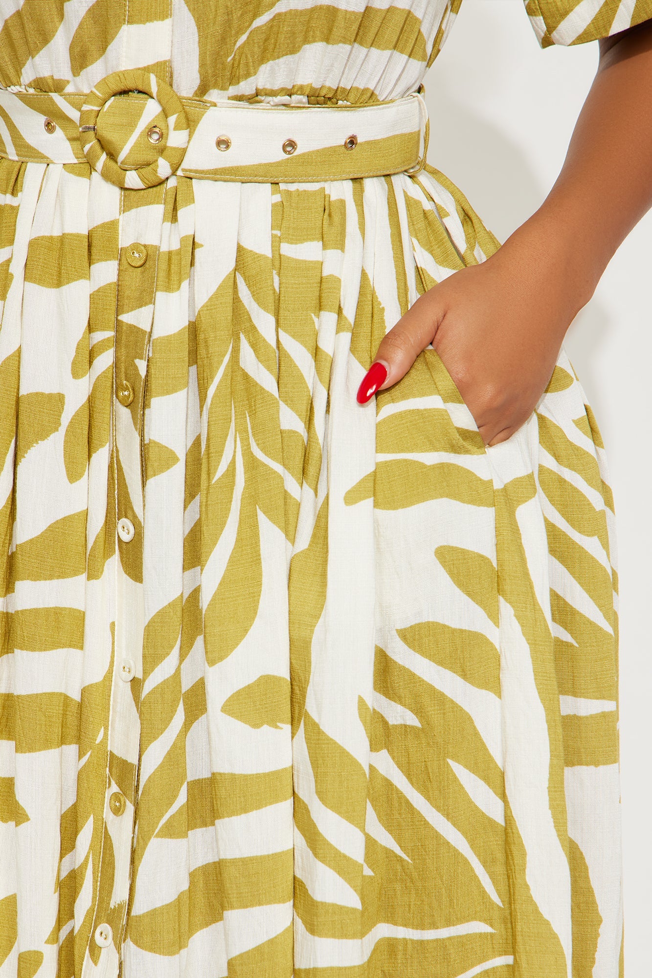 Jasmine Belted Shirt Dress - Chartreuse