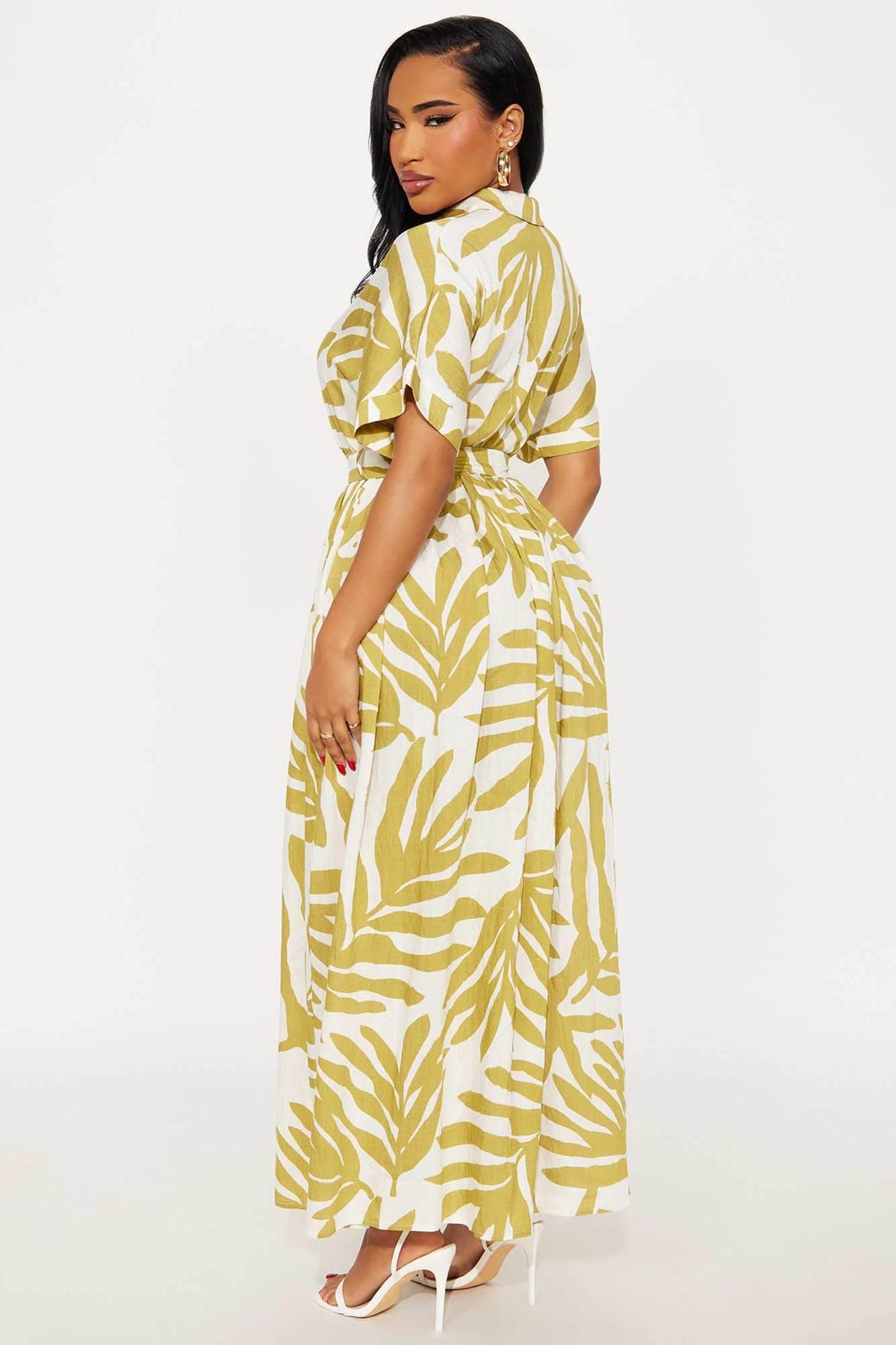 Jasmine Belted Shirt Dress - Chartreuse