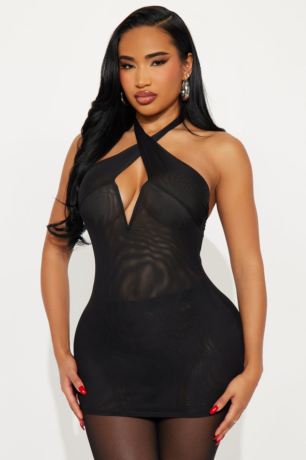 In My Moment Mesh Halter Pant Set - Black