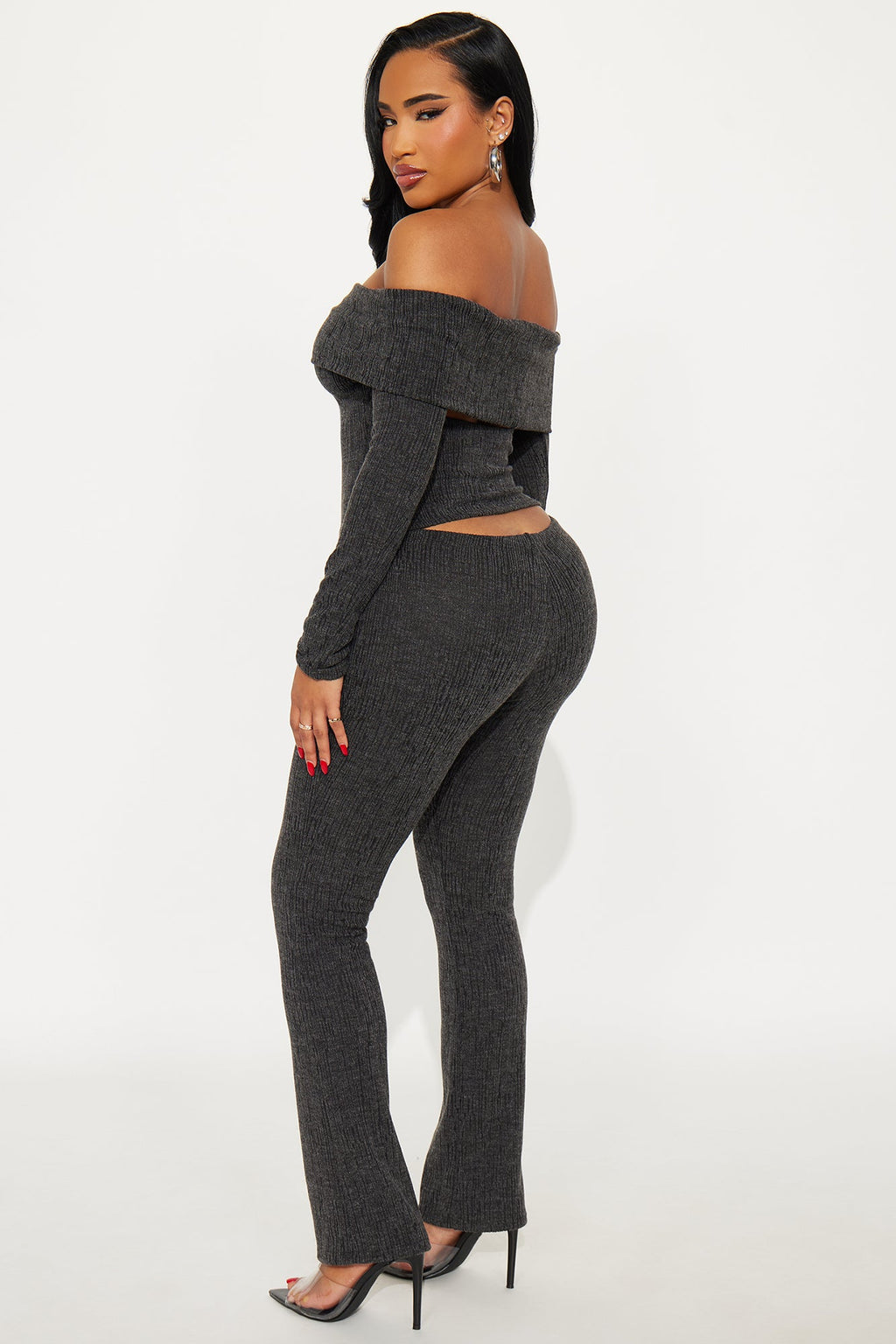 Cici Off Shoulder Pant Set - Black