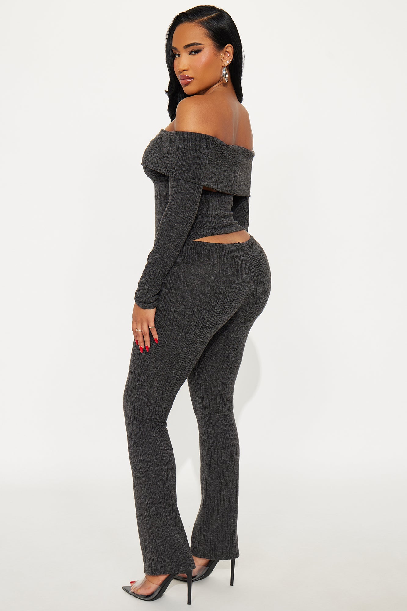 Cici Off Shoulder Pant Set - Black