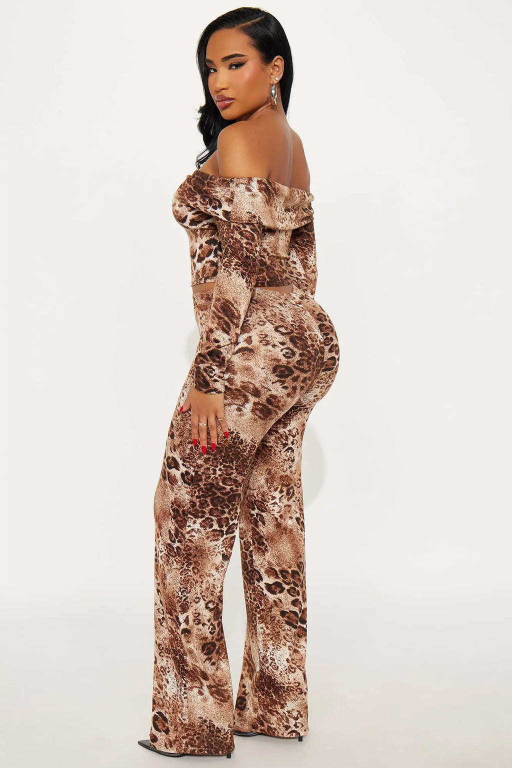 Wild Charisma Leopard Pant Set - Brown/combo 