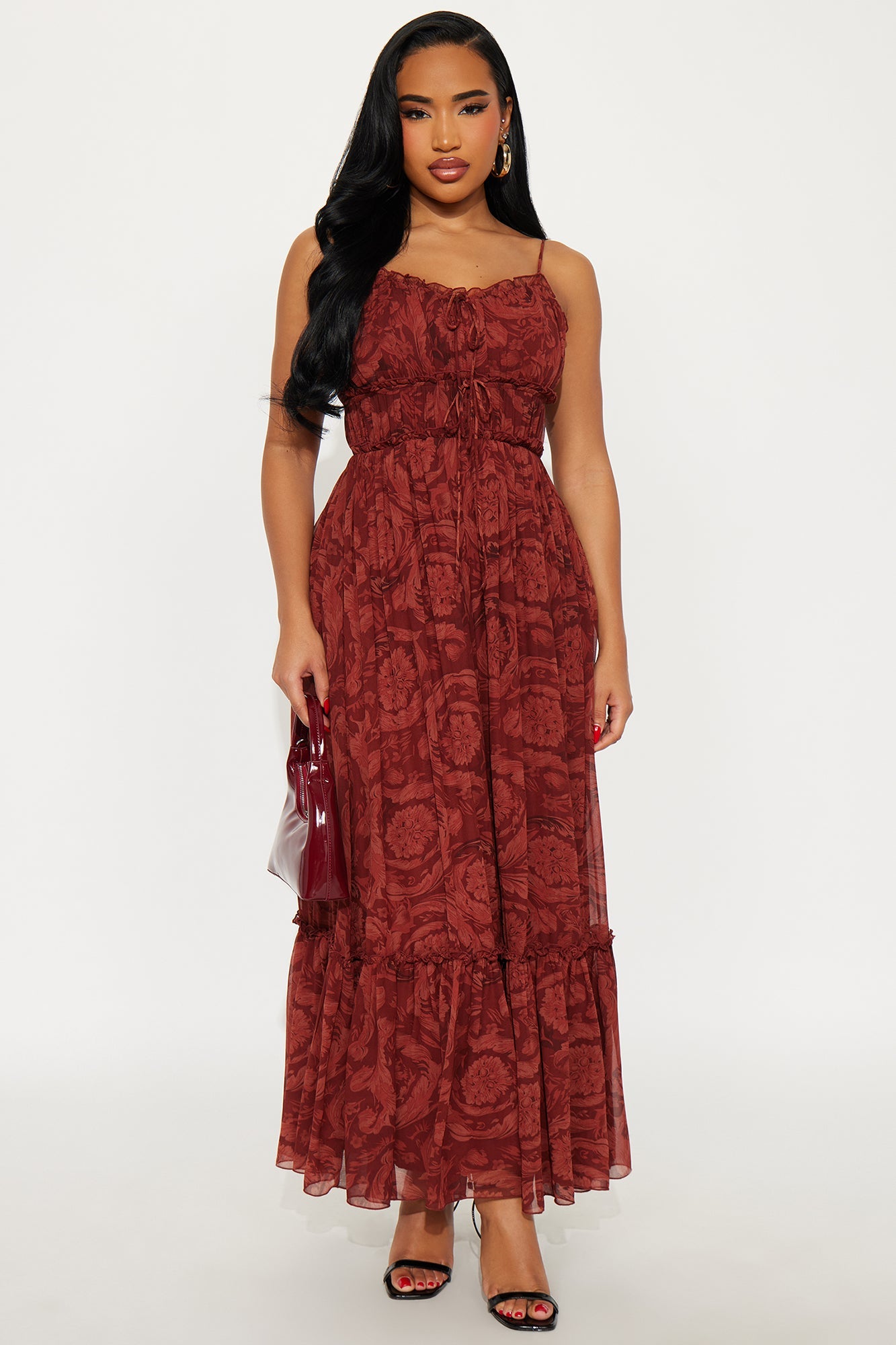 Sandra Floral Maxi Dress - Brown/combo