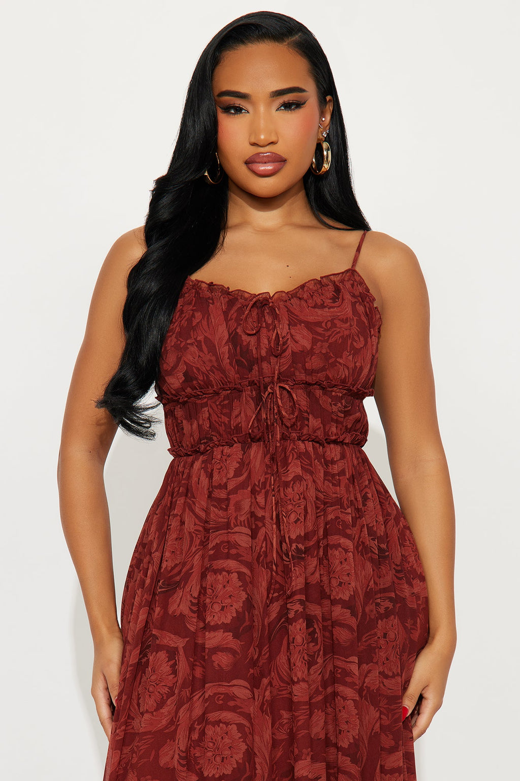 Sandra Floral Maxi Dress - Brown/combo