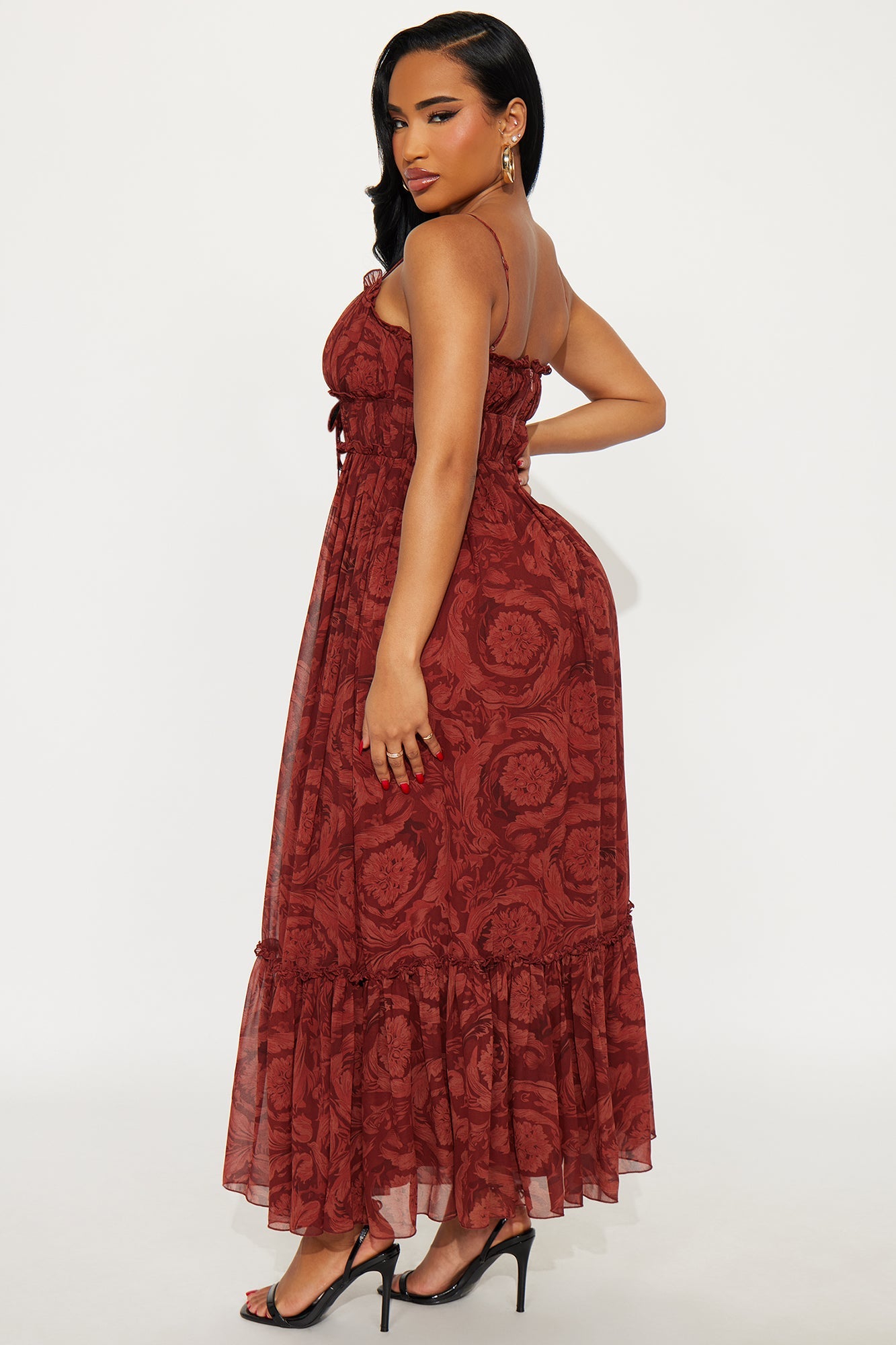Sandra Floral Maxi Dress - Brown/combo