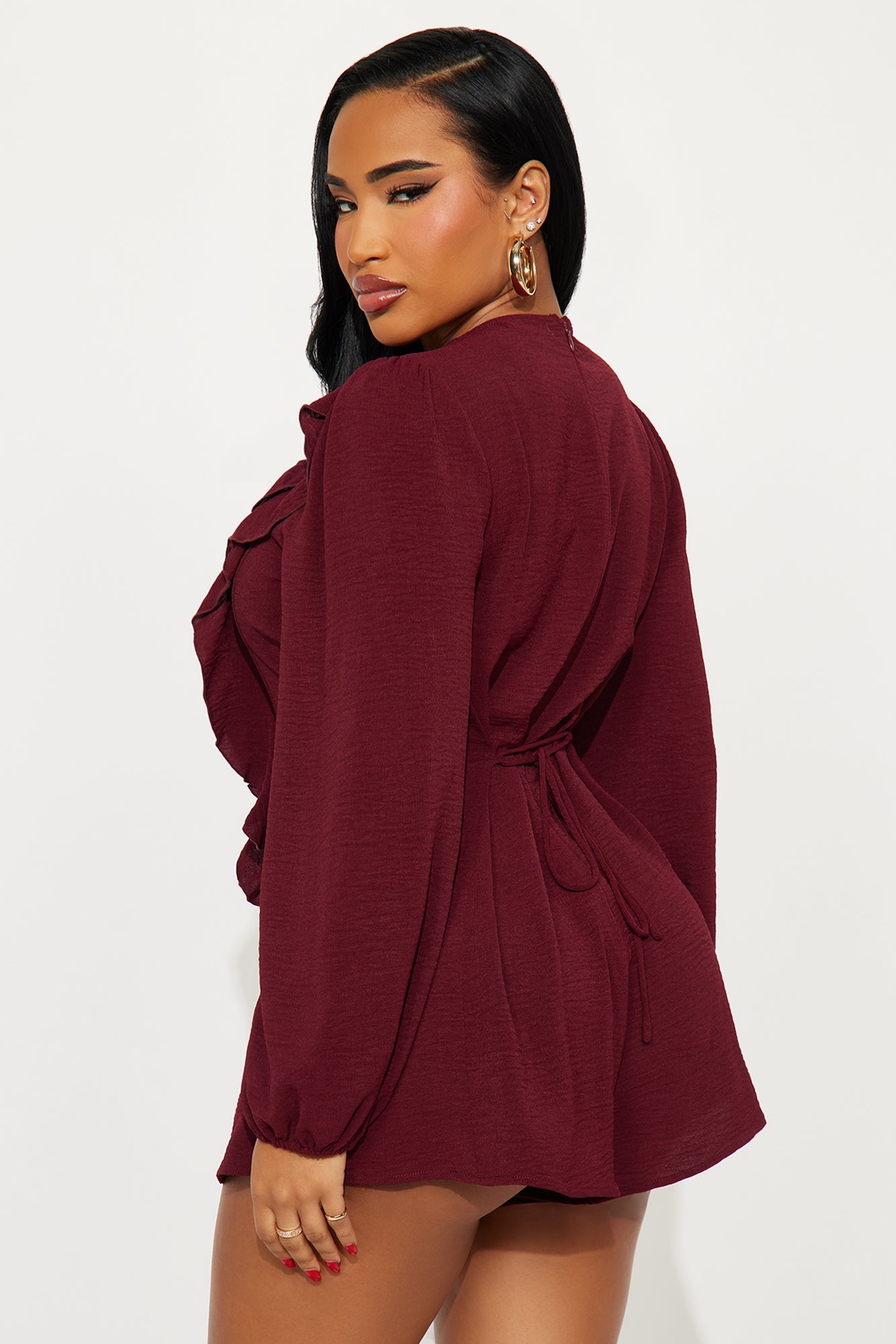Analisa Airflow Long Sleeve Romper - Wine