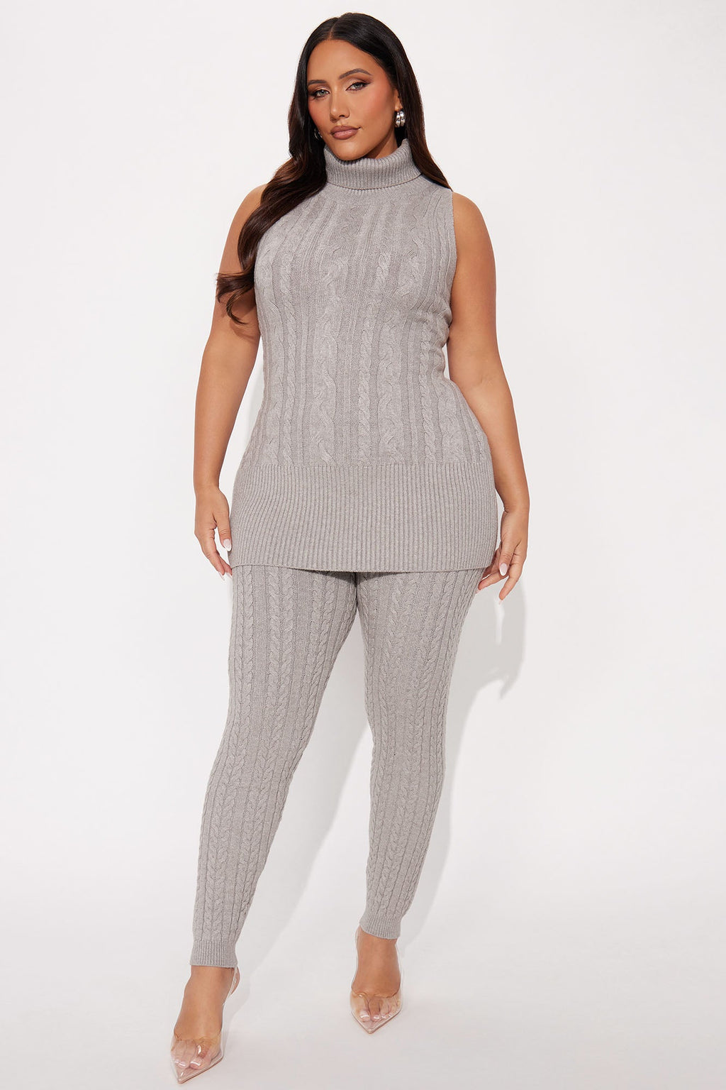 Alessia Sleeveless Sweater Pant Set - Grey