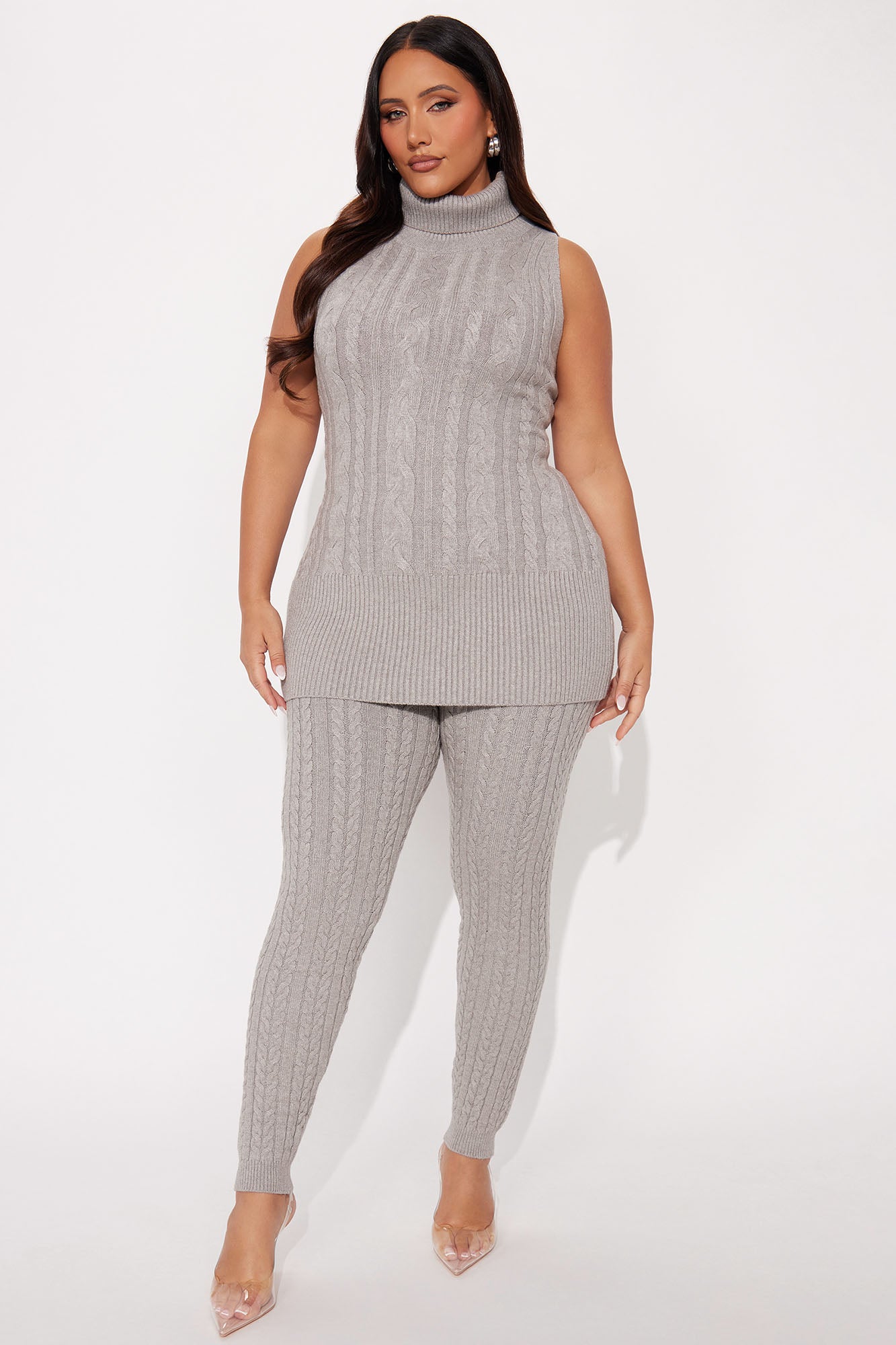 Alessia Sleeveless Sweater Pant Set - Grey