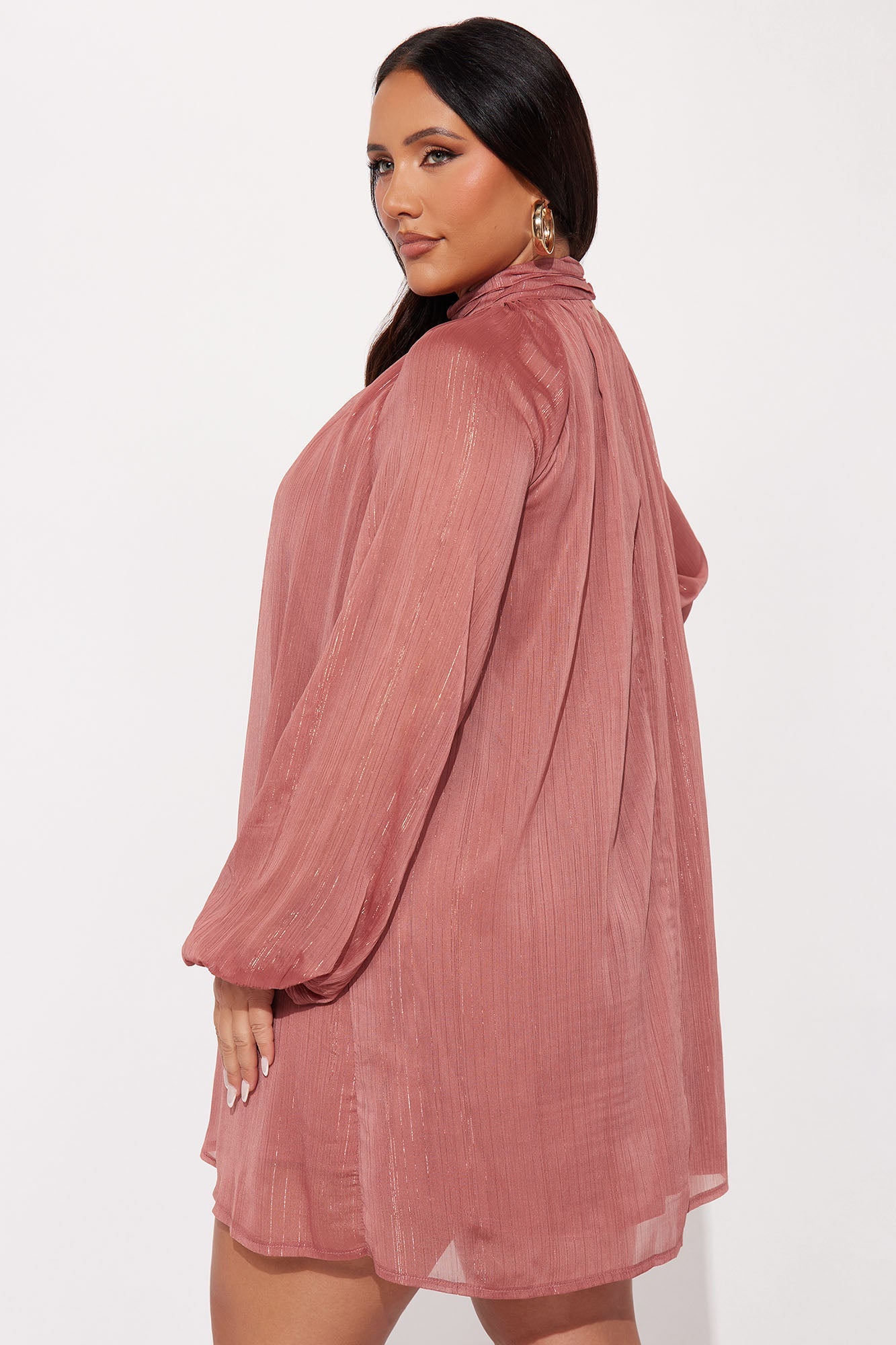 Bianca Long Sleeve Babydoll Mini Dress - Mauve