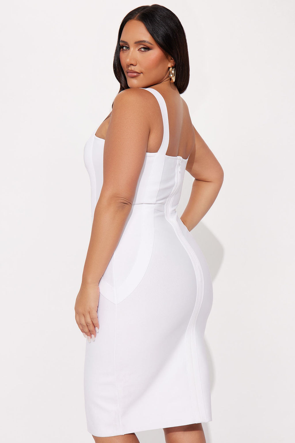 Elise Bandage Midi Dress - White