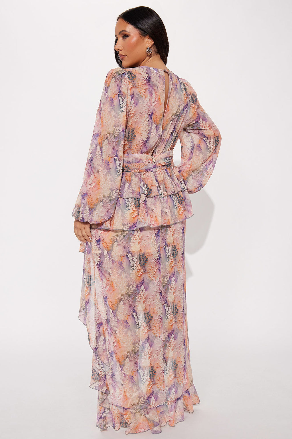 Gwendolyn High Low Chiffon Maxi Dress - Blush/combo