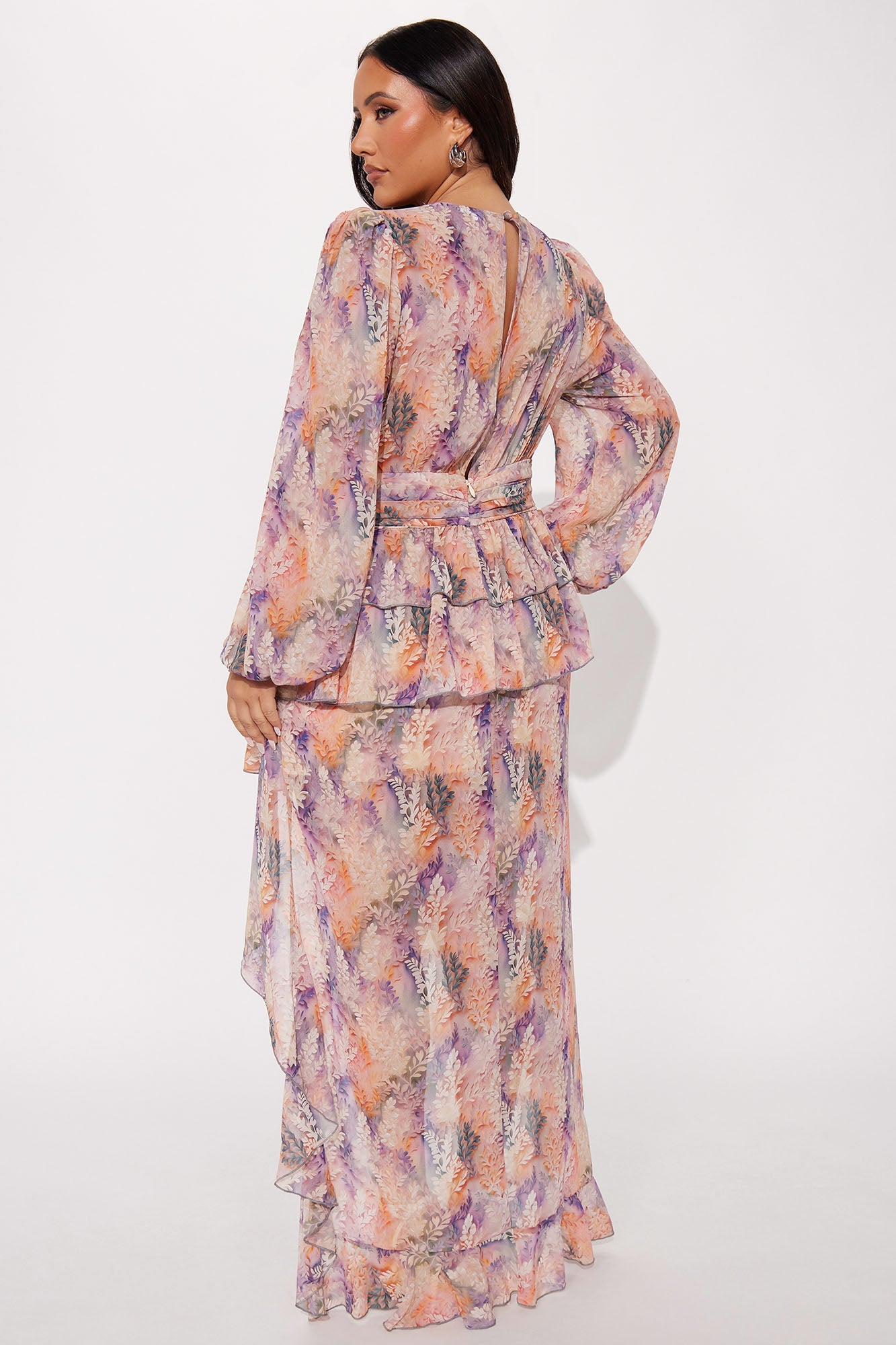 Gwendolyn High Low Chiffon Maxi Dress - Blush/combo