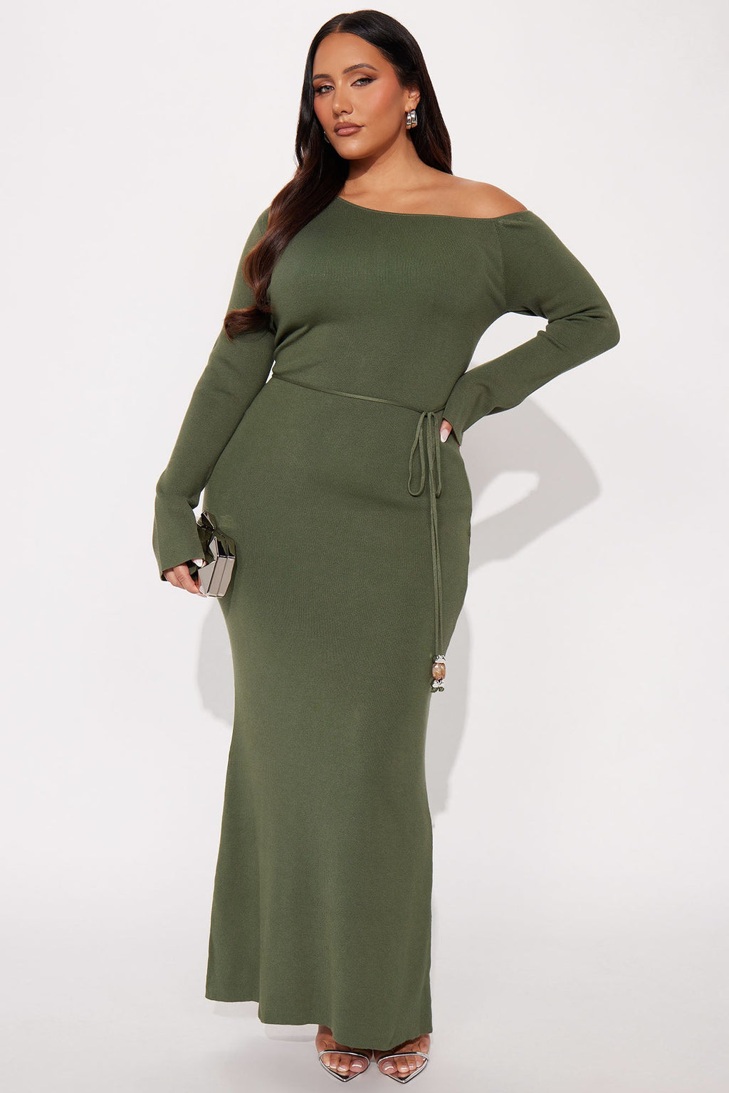 Attention Lover Sweater Maxi Dress - Olive
