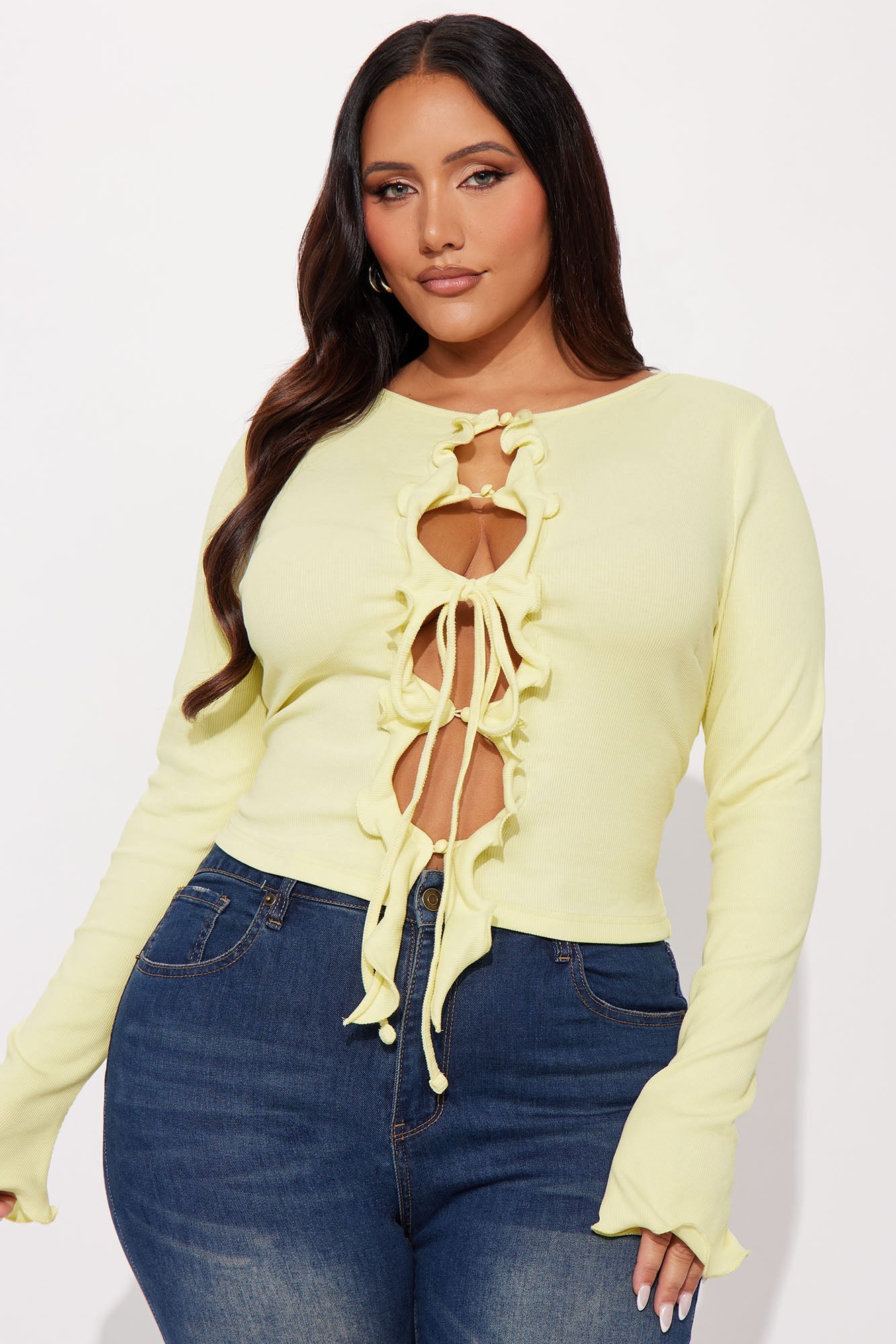 London Long Sleeve Ribbed Top - Butter Yellow