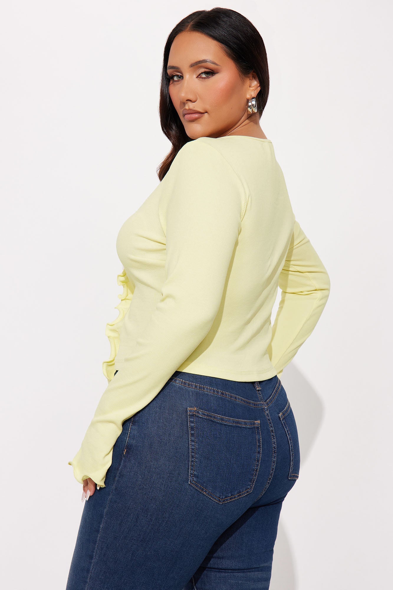 London Long Sleeve Ribbed Top - Butter Yellow