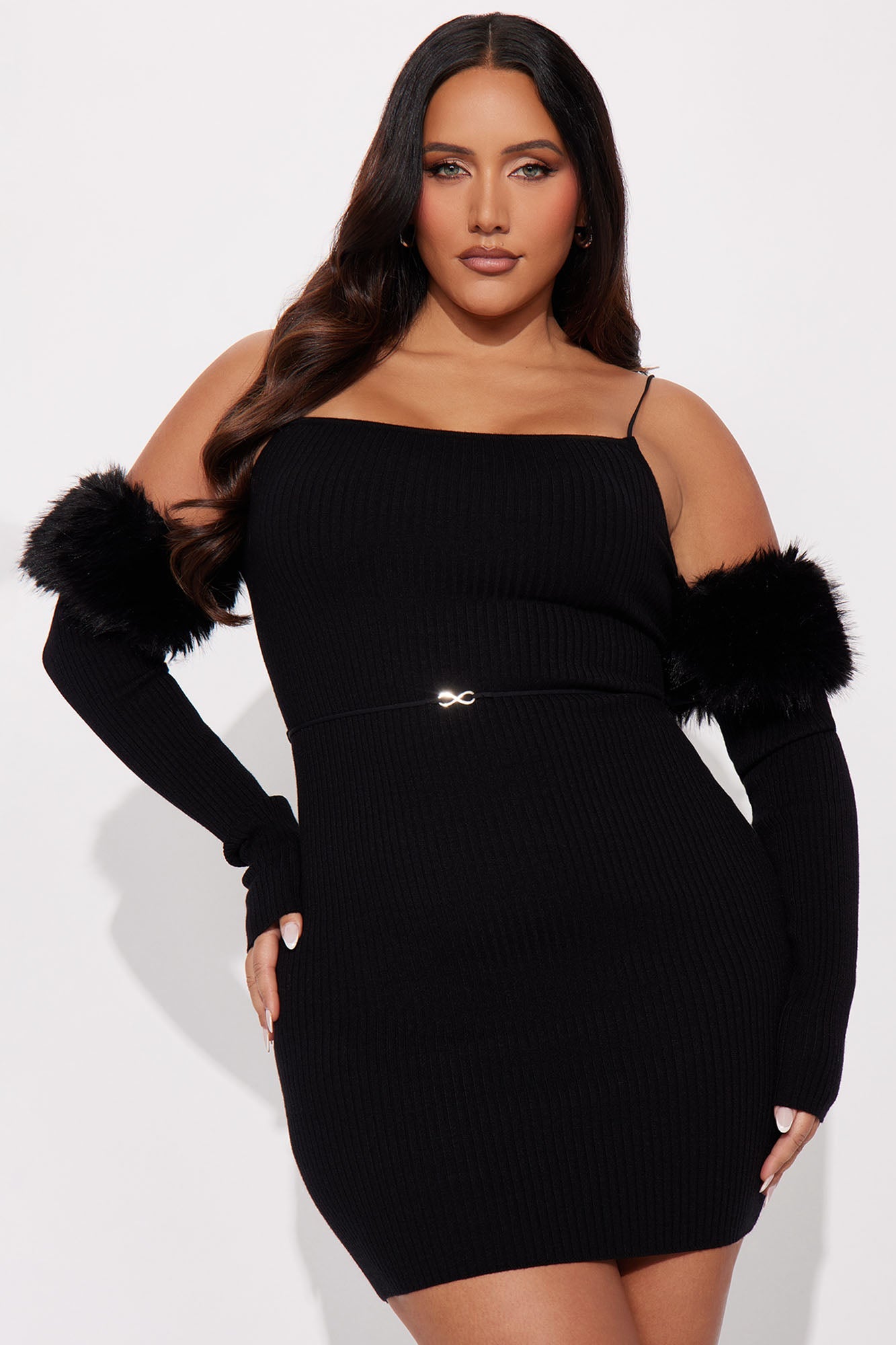 Top One Ribbed Mini Dress - Black