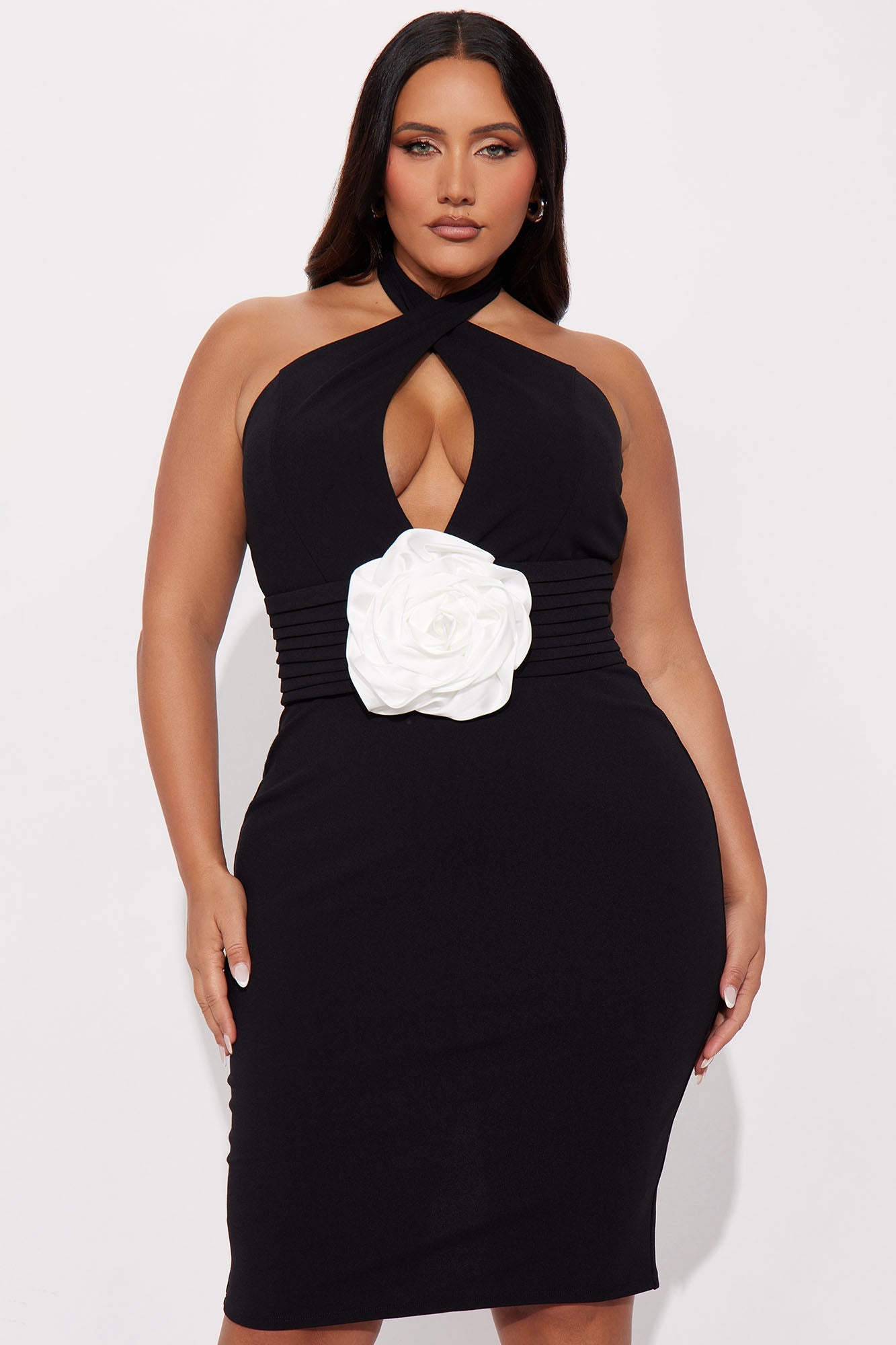 Lucy Rose Halter Midi Dress - Black/White