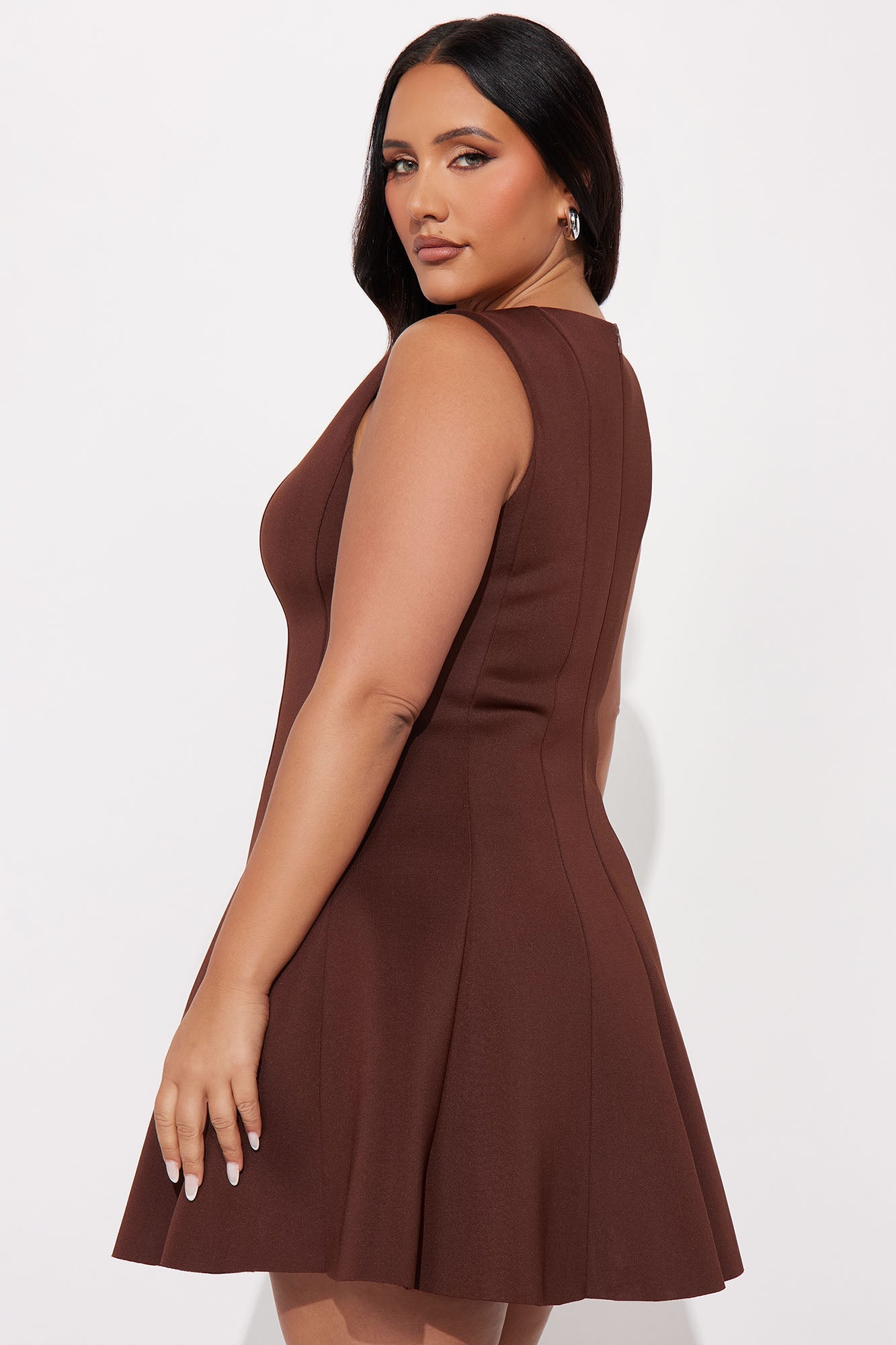Sweet Sunday Pleated Mini Dress - Chocolate