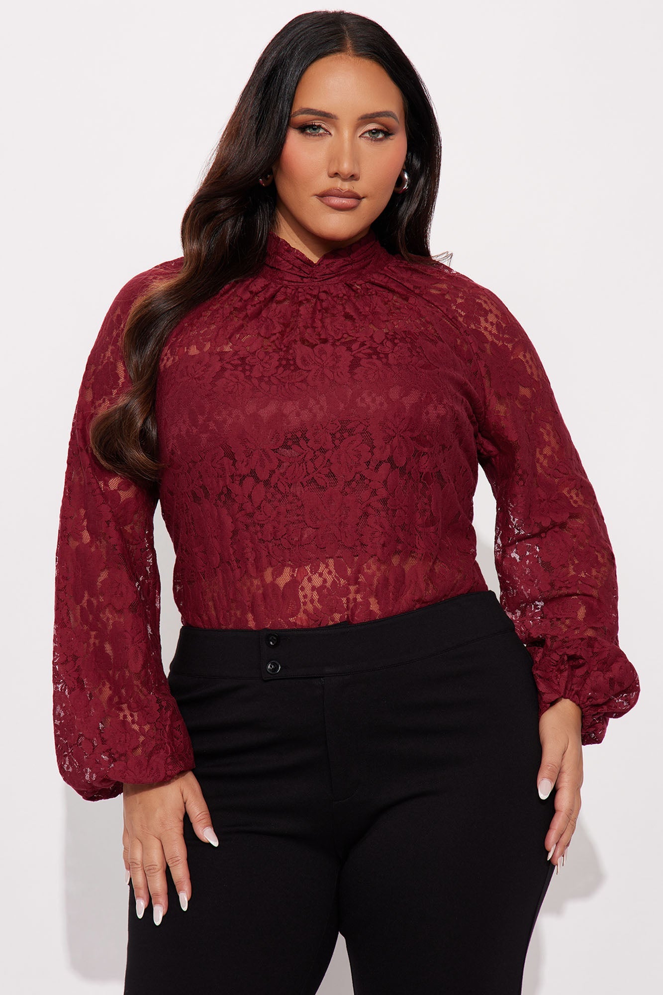 Finer Taste 2 Piece Lace Shirt Set - Wine