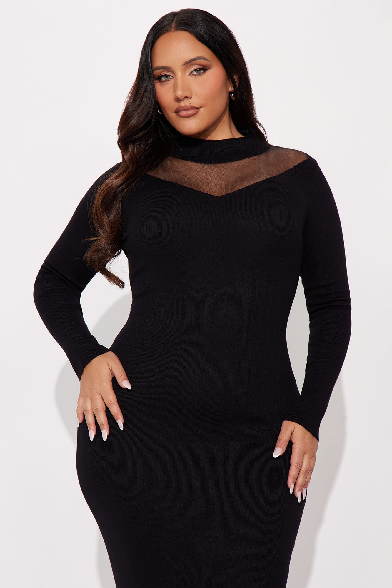 Sweet Haze Sweater Maxi Dress - Black