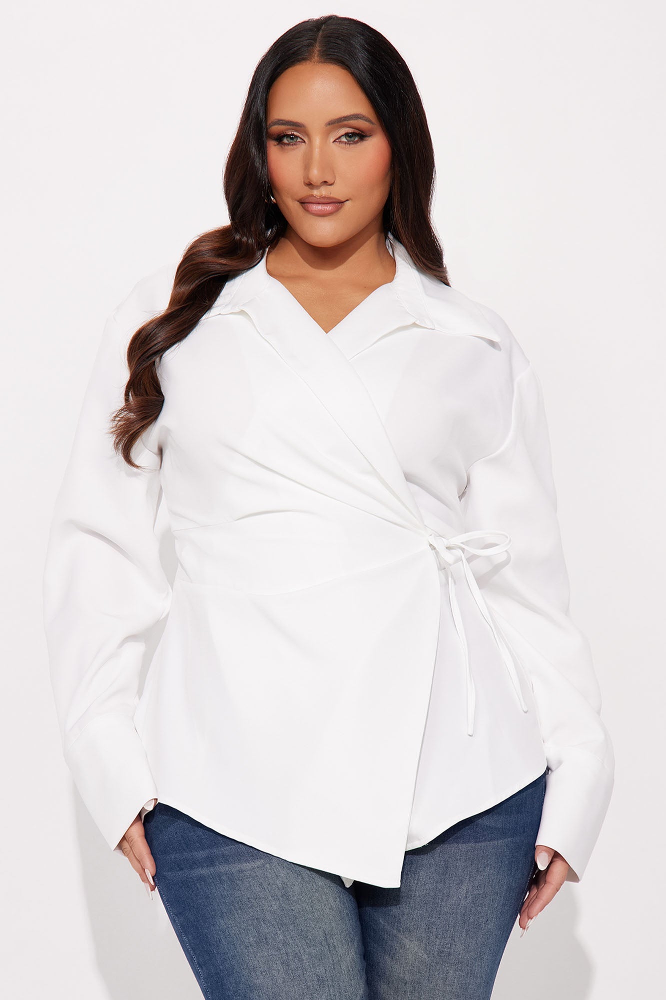 Soft Life Season Tie Waist Top - White