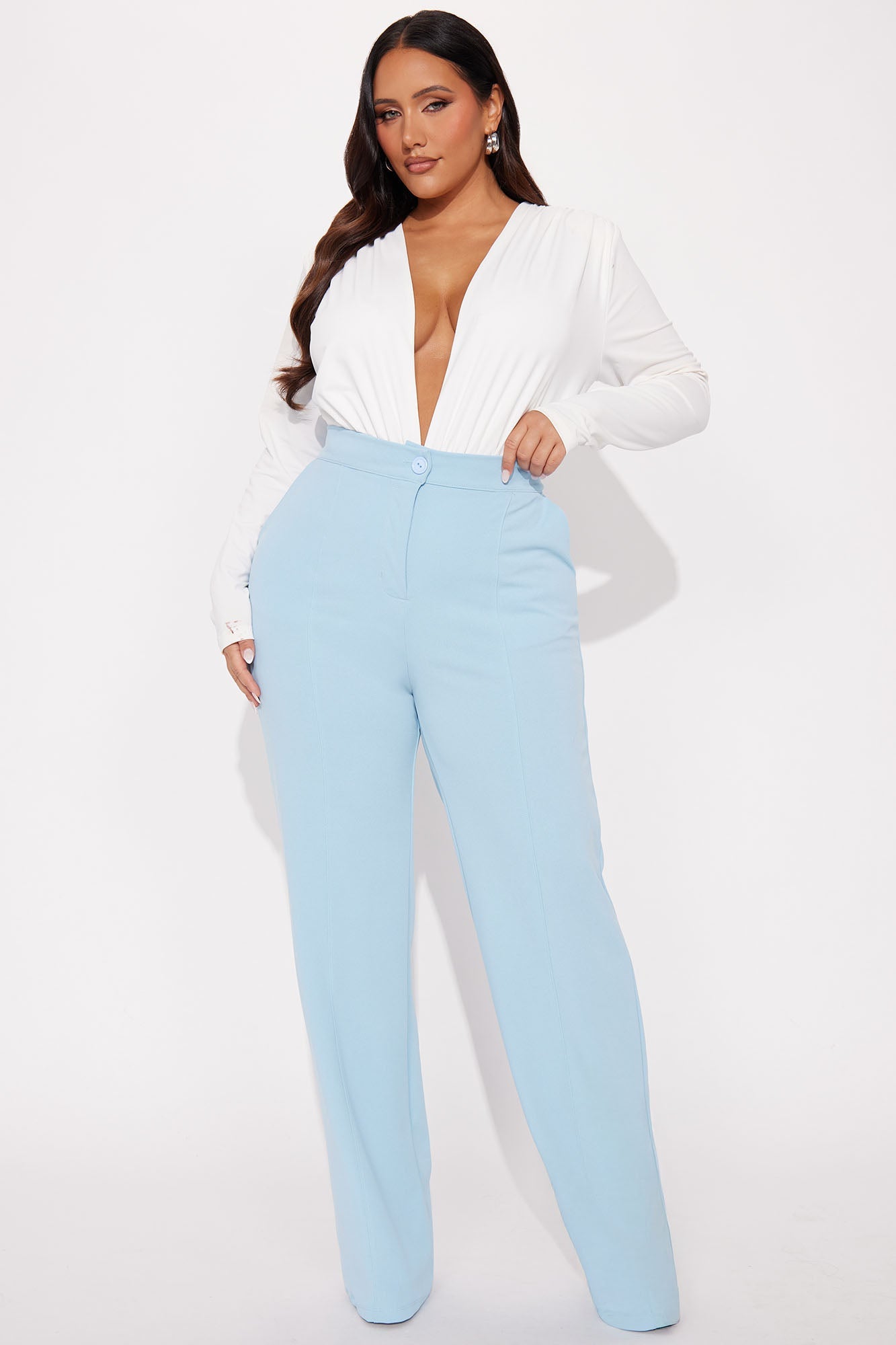 Tall Heidi Wide Leg Trouser Pant - Slate Blue