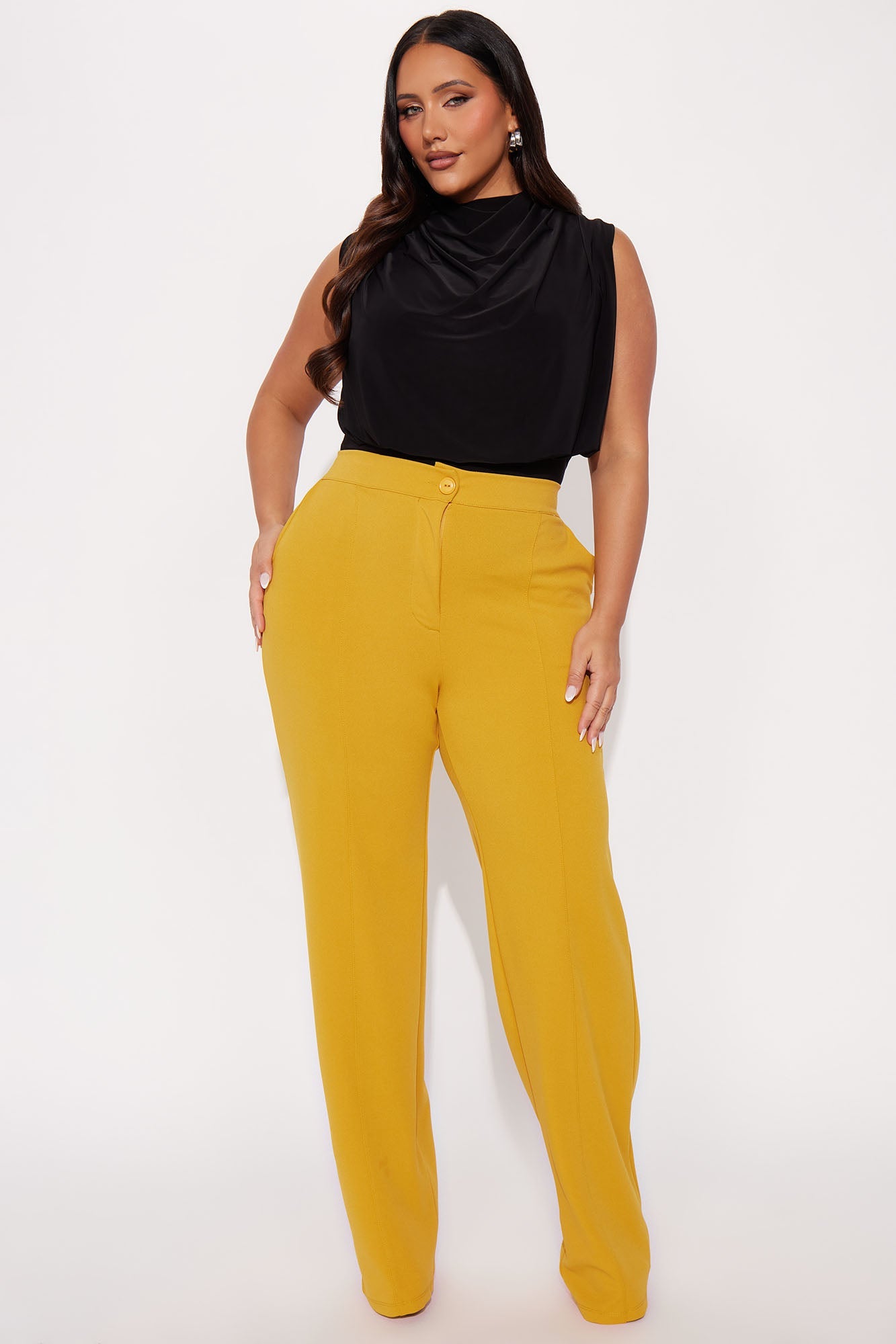 Tall Heidi Wide Leg Trouser Pant - Mustard