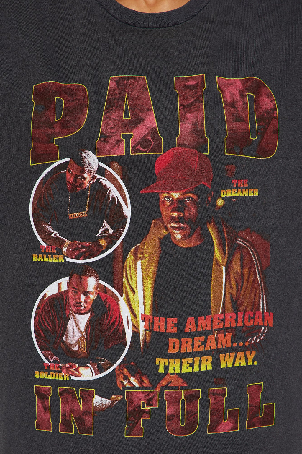 Paid In Full Washed Throwback Tee - Black