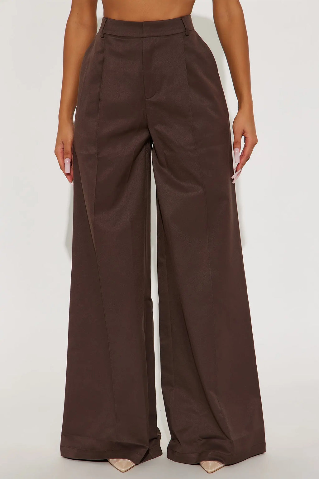 Denise Wide Leg Pant 33″ - Brown 