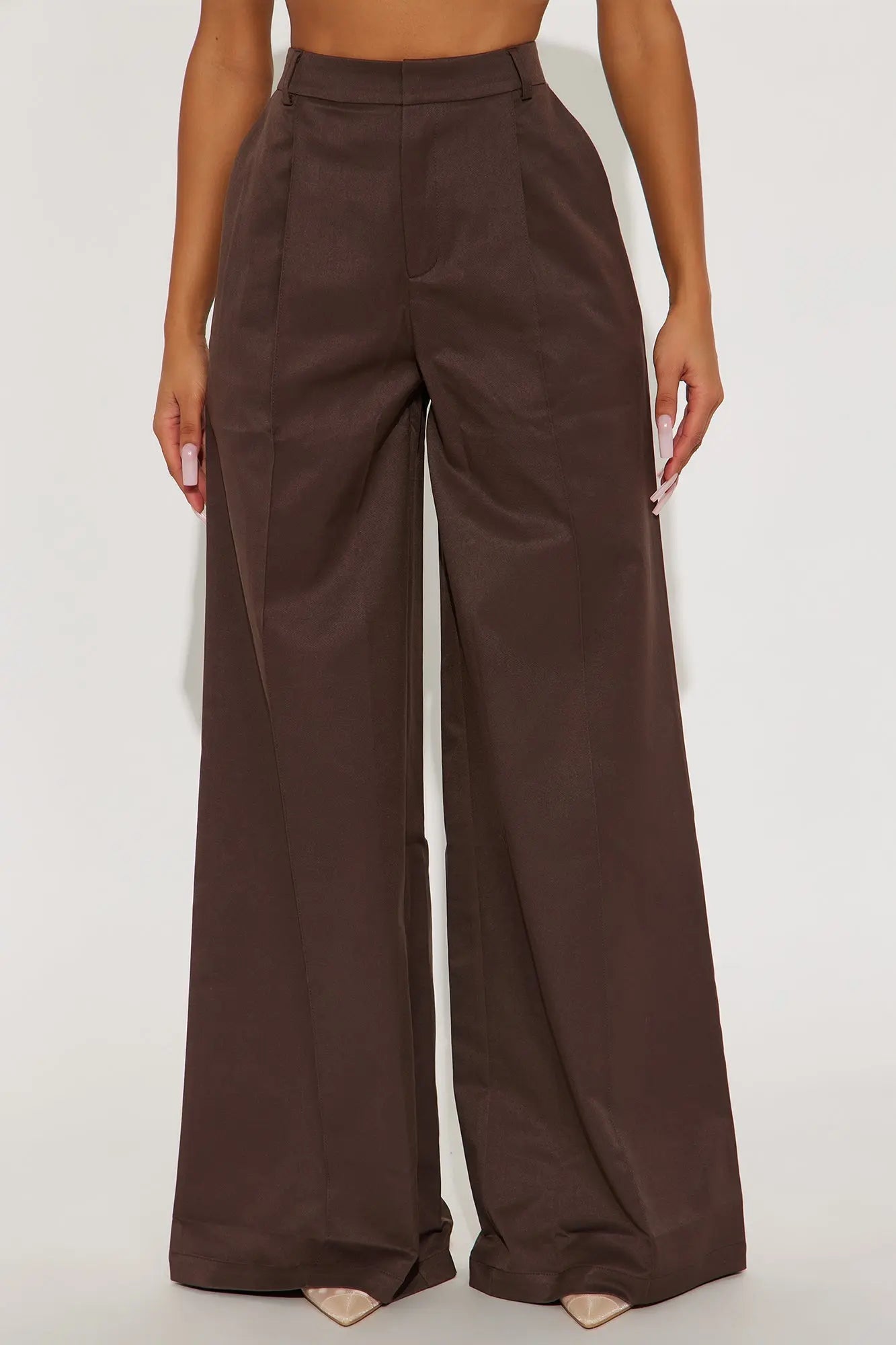 Denise Wide Leg Pant 33″ - Brown 