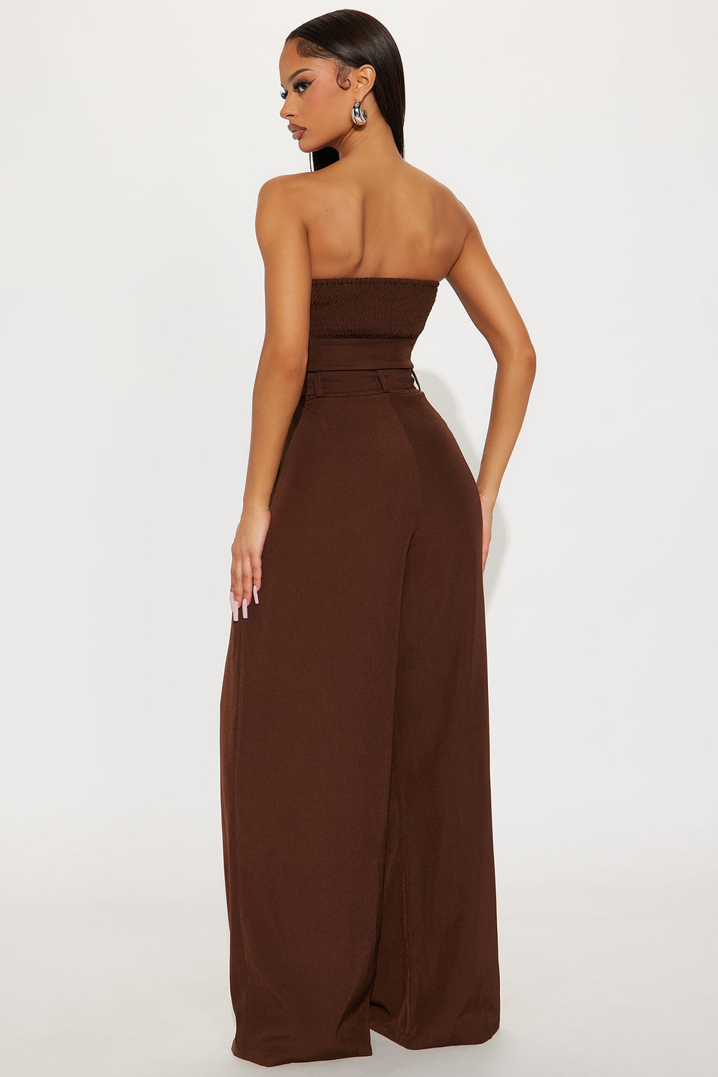 My Darling Belted Wide Leg Jumpsuit - Chocolate