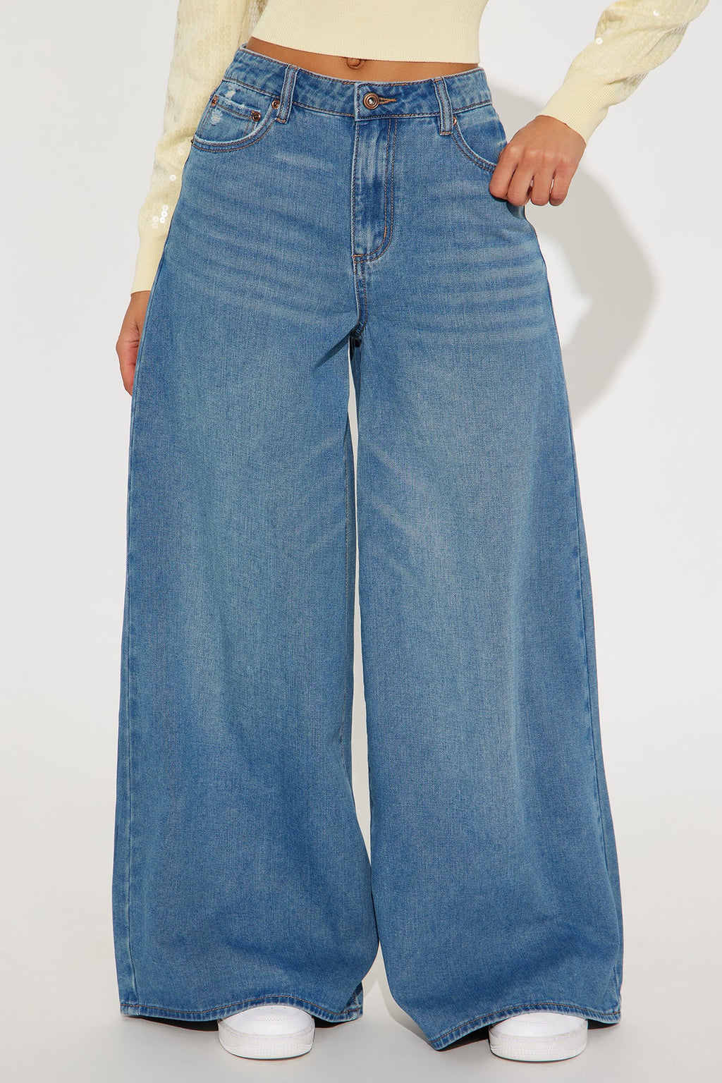 Sadie Super Wide Leg Jeans - Medium Wash