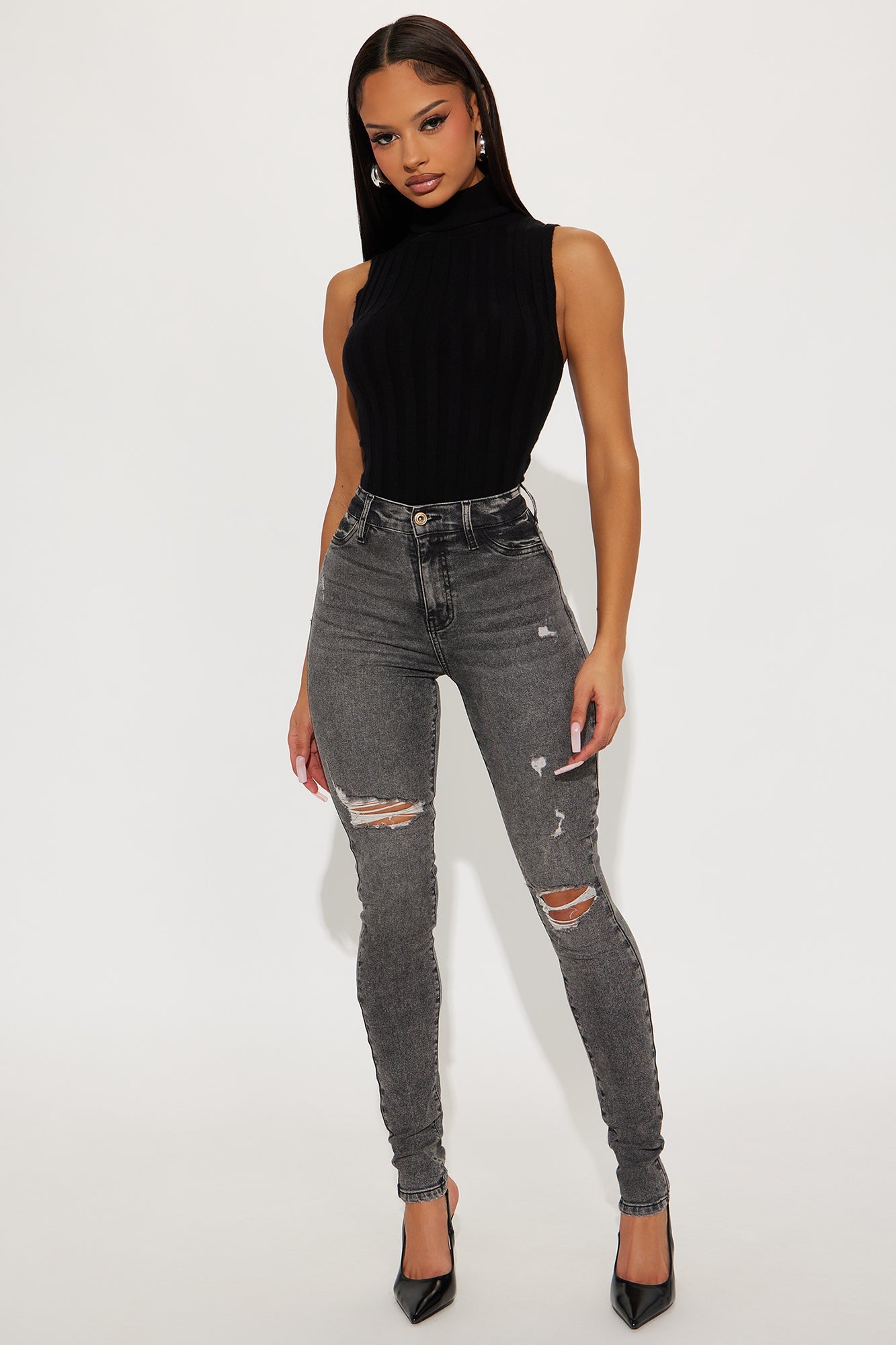 Tall Living Life High Stretch Skinny Jeans - Black Wash