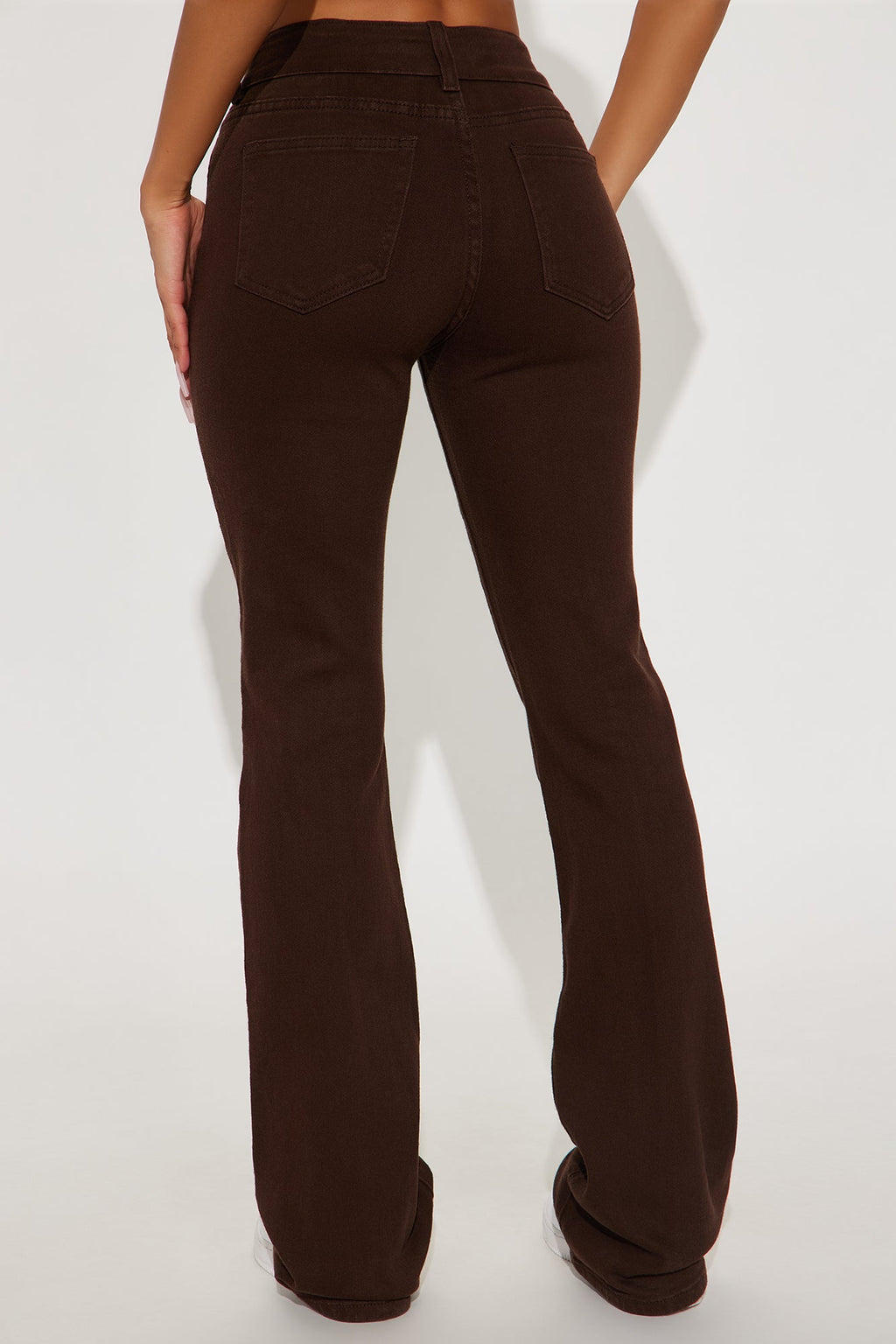 London Low Rise Pintuck Flare Jeans - Brown